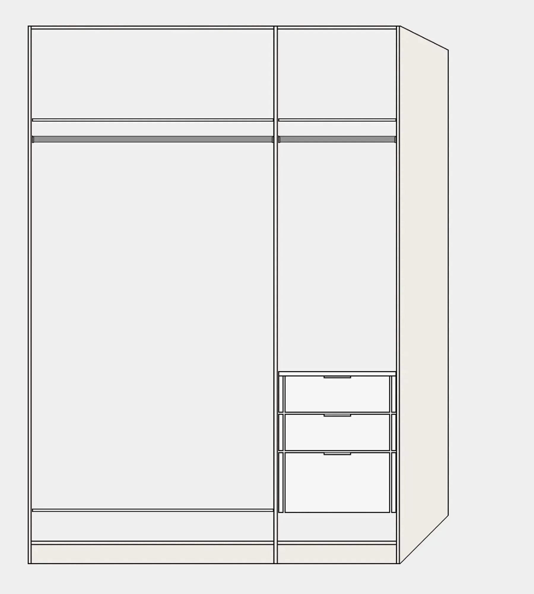 Drehtürenschrank 3türig Premiumweiss mit Zubehör - KAQTU Design