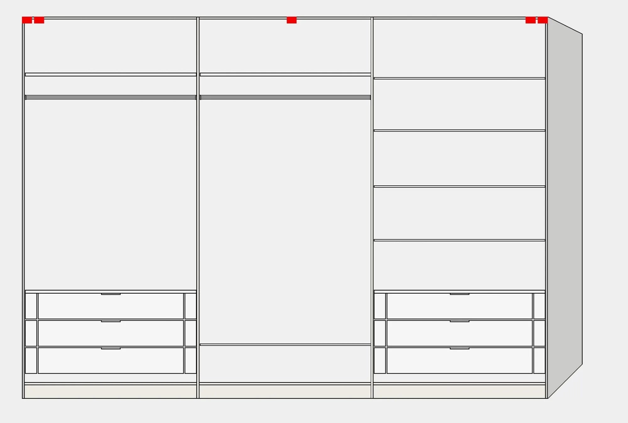 Eleganter Jutzler Schwebetürenschrank XL in Anthrazit mit Zubehör.