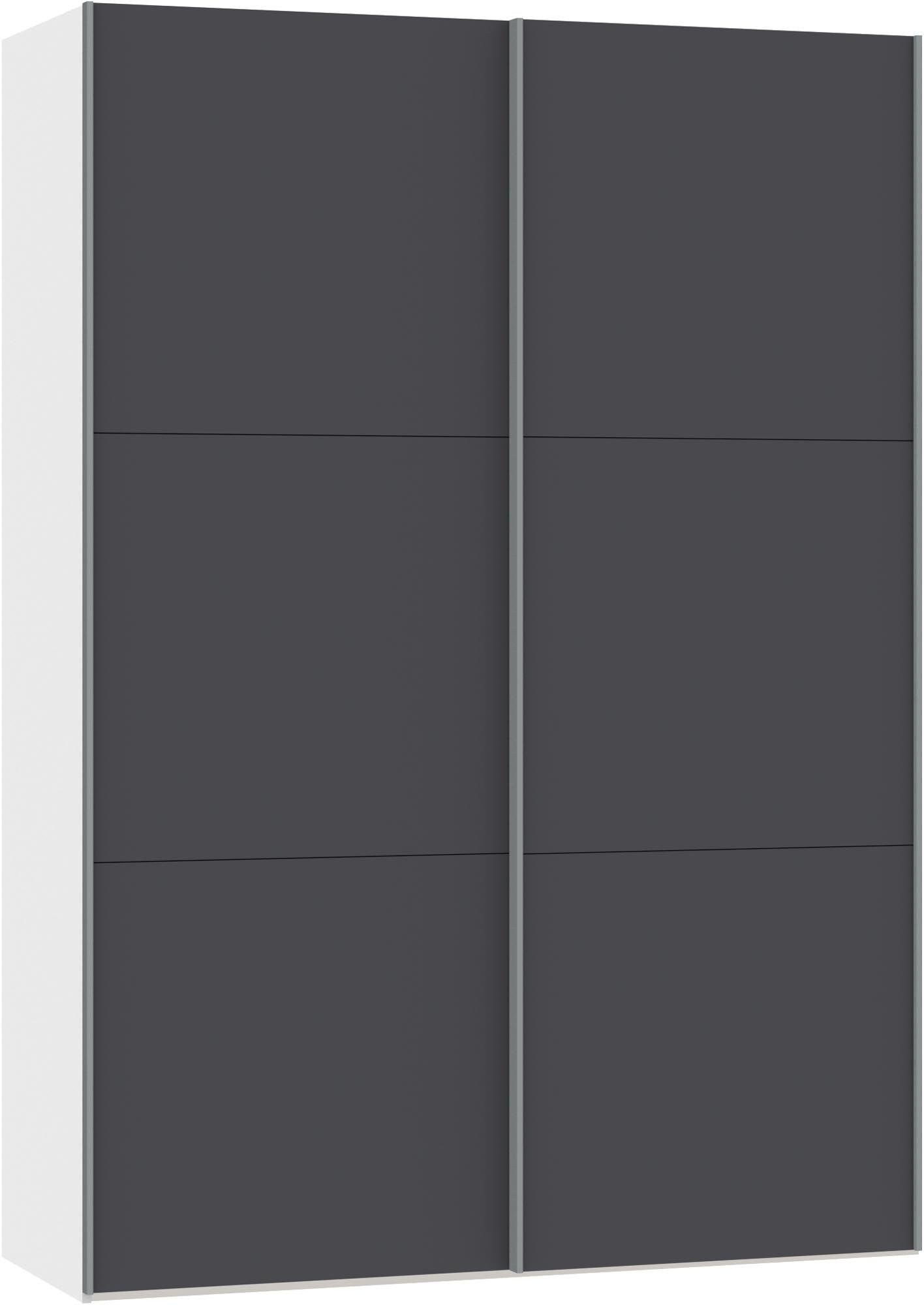 Eleganter Schwebetürenschrank XXS Anthrazit mit vielseitigem Zubehör.