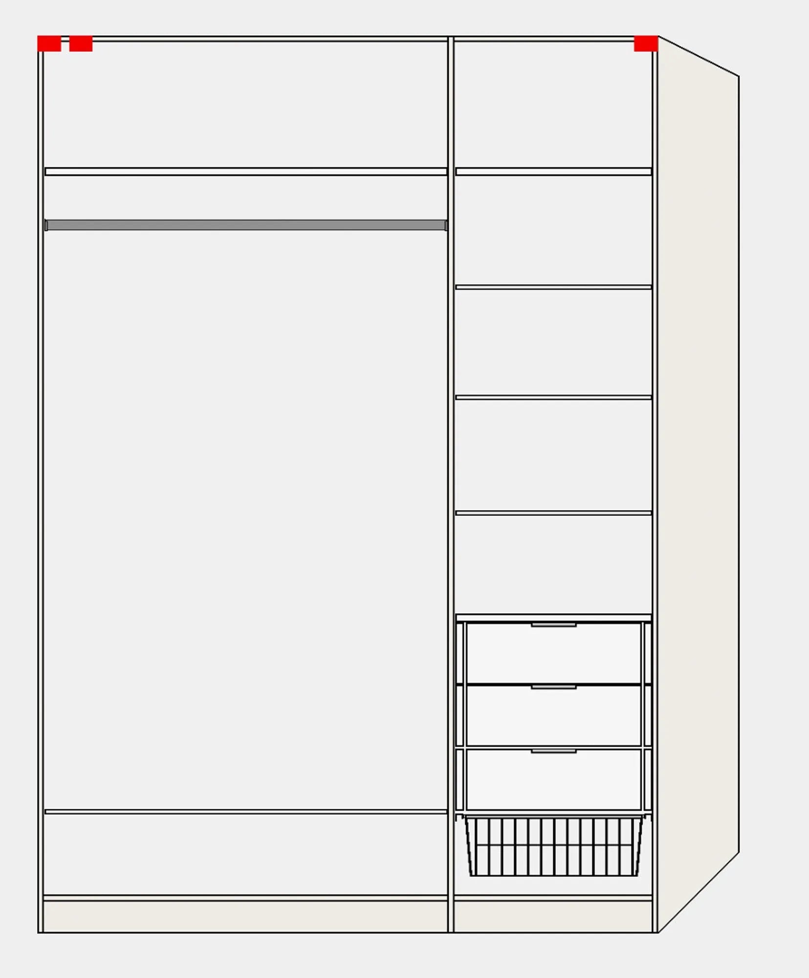 Moderner Jutzler Schwebetürenschrank XXS Anthrazit mit Zubehör.