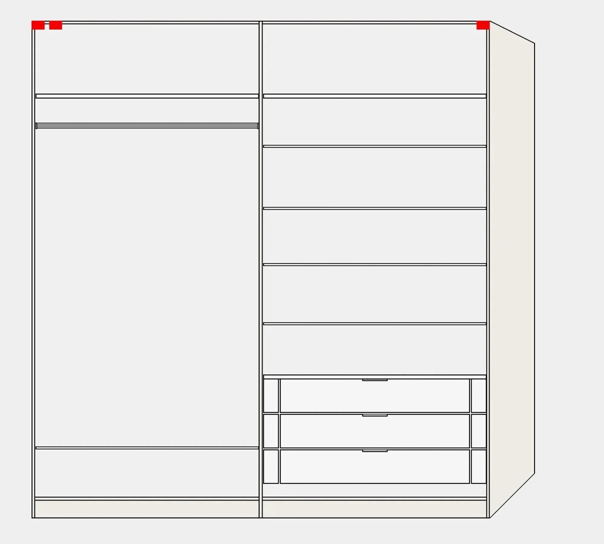 Moderner Jutzler Schwebetürenschrank XS Anthrazit mit Zubehör.