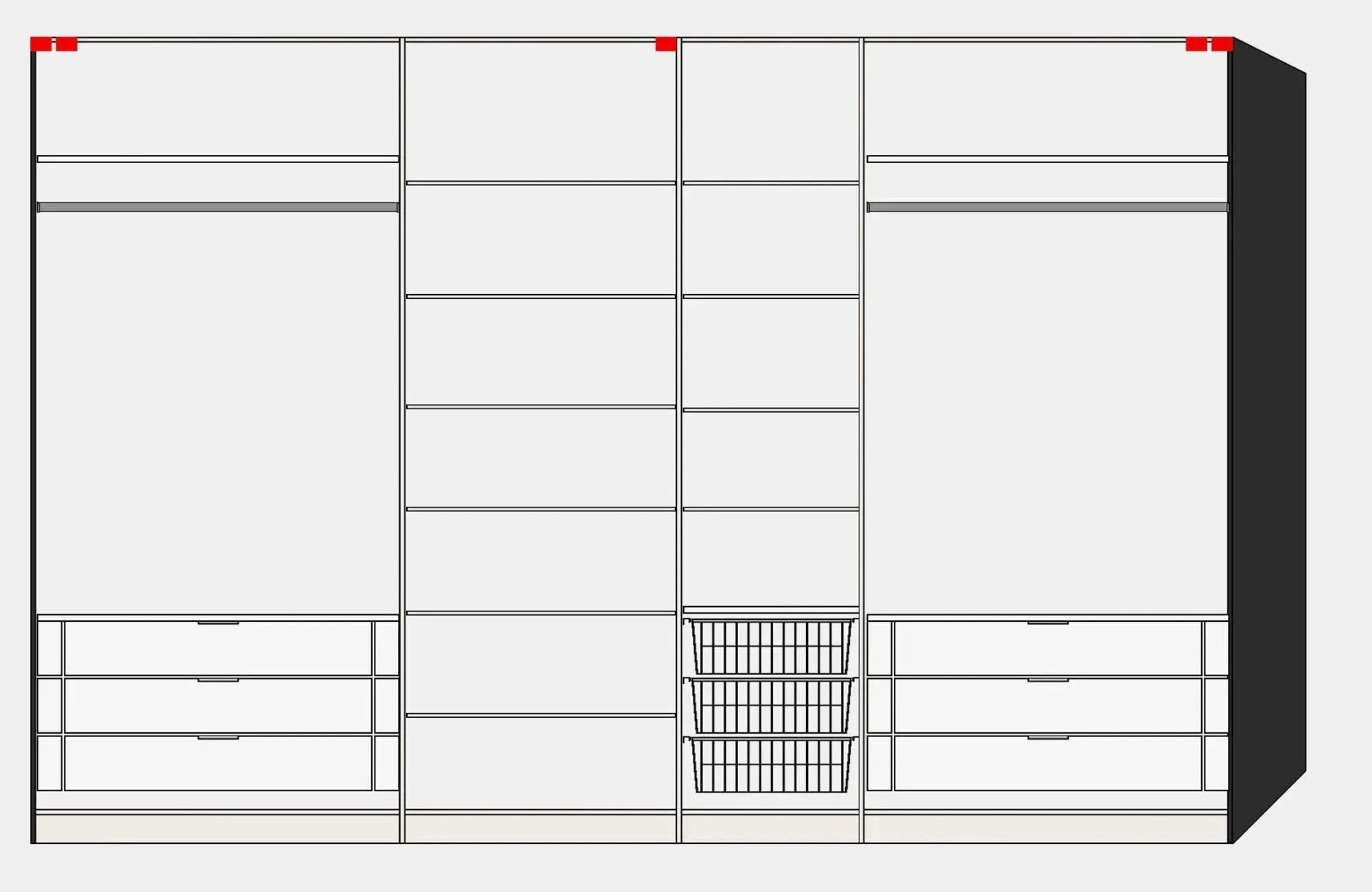 Schwebetürenschrank XXL Anthrazit mit Zubehör - KAQTU Design