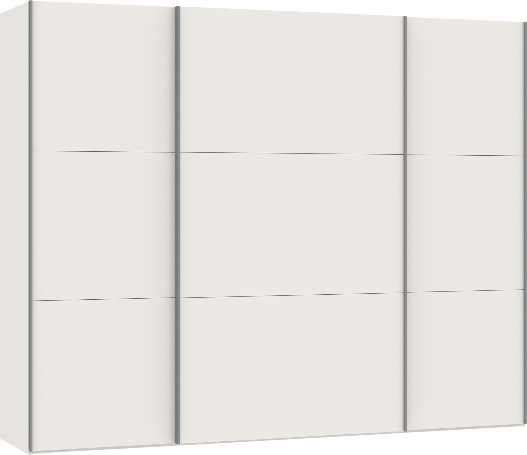 Moderner Jutzler Schwebetürenschrank L, cremeweiß, mit Zubehör.