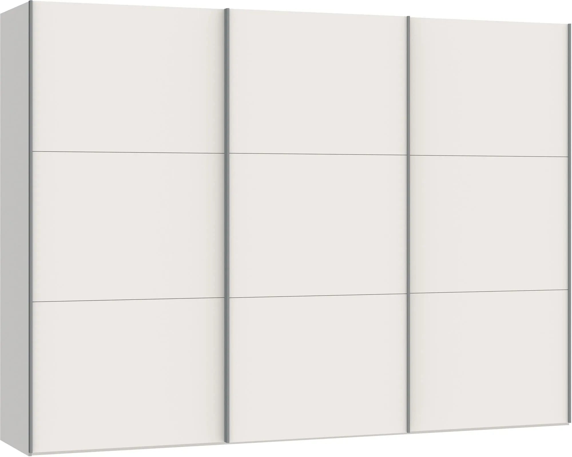 Eleganter Schwebetürenschrank XL in Cremeweiss von Jutzler: Funktional, individuell konfigurierbar, stabil und einfach aufzubauen.