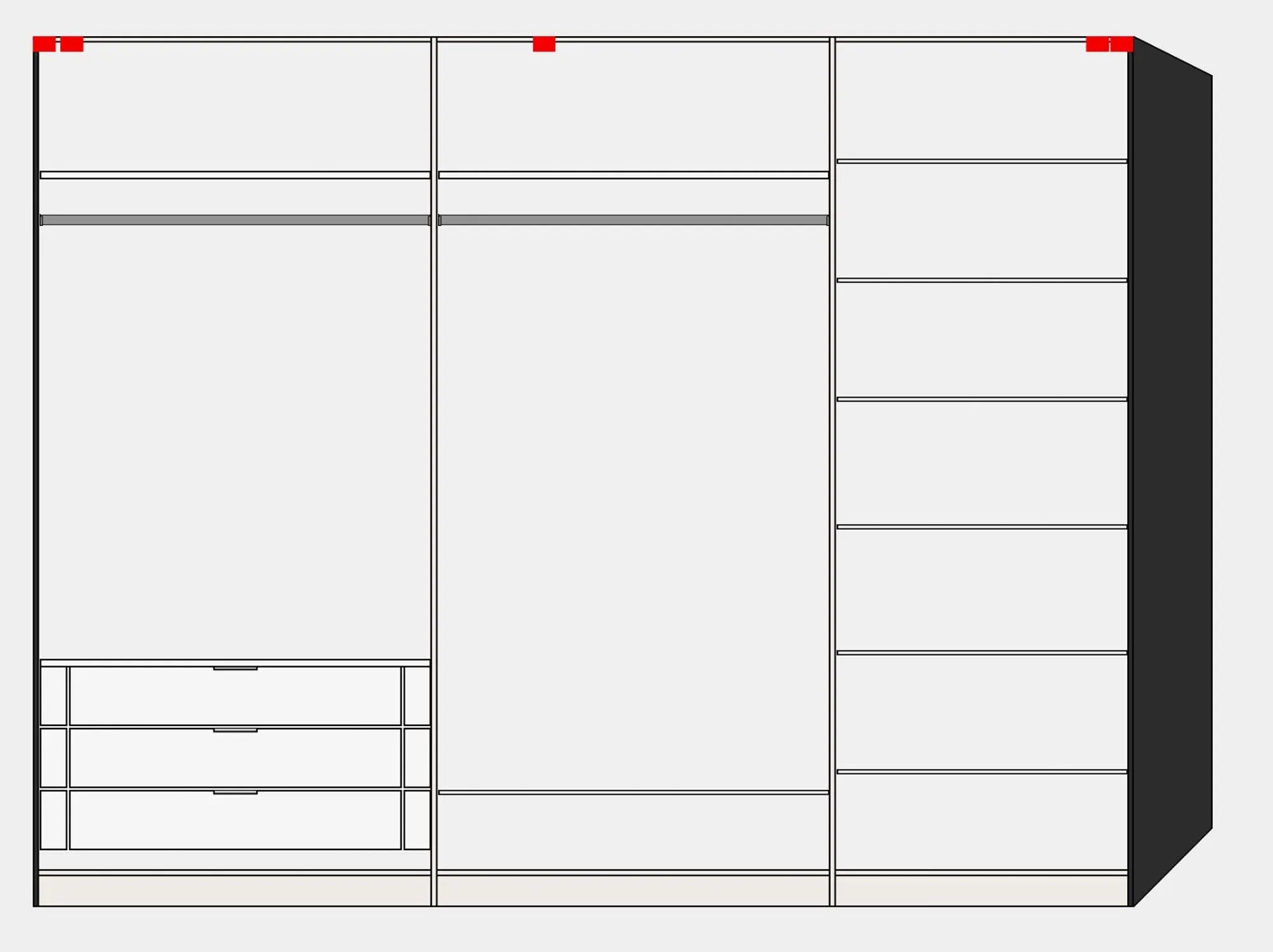 Schwebetürenschrank L Cremeweiss mit Zubehör - KAQTU Design