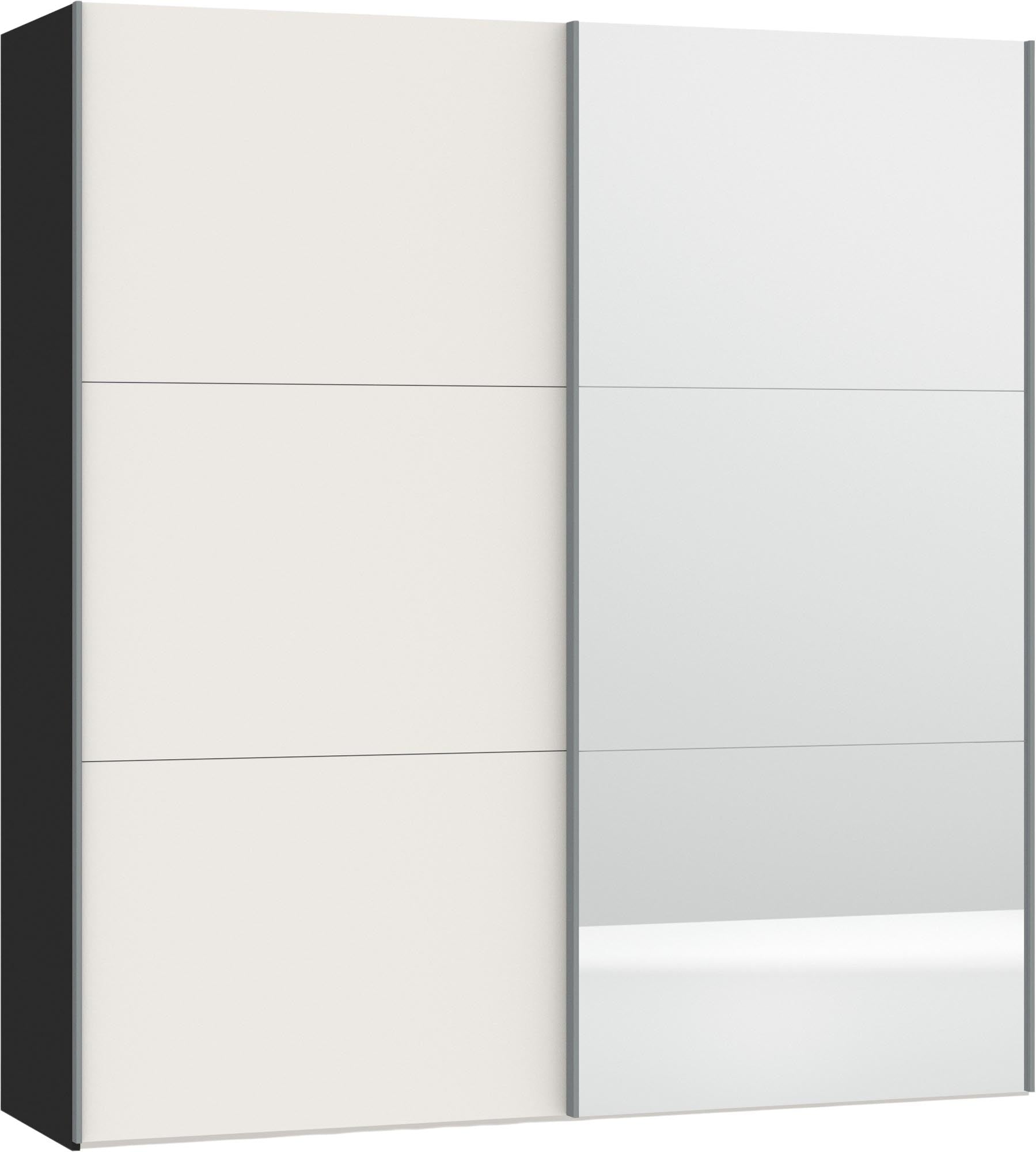 Der Schwebetürenschrank XS von Jutzler in Cremeweiß/Spiegel vereint elegantes Design mit hoher Funktionalität und individueller Innenraumgestaltung.