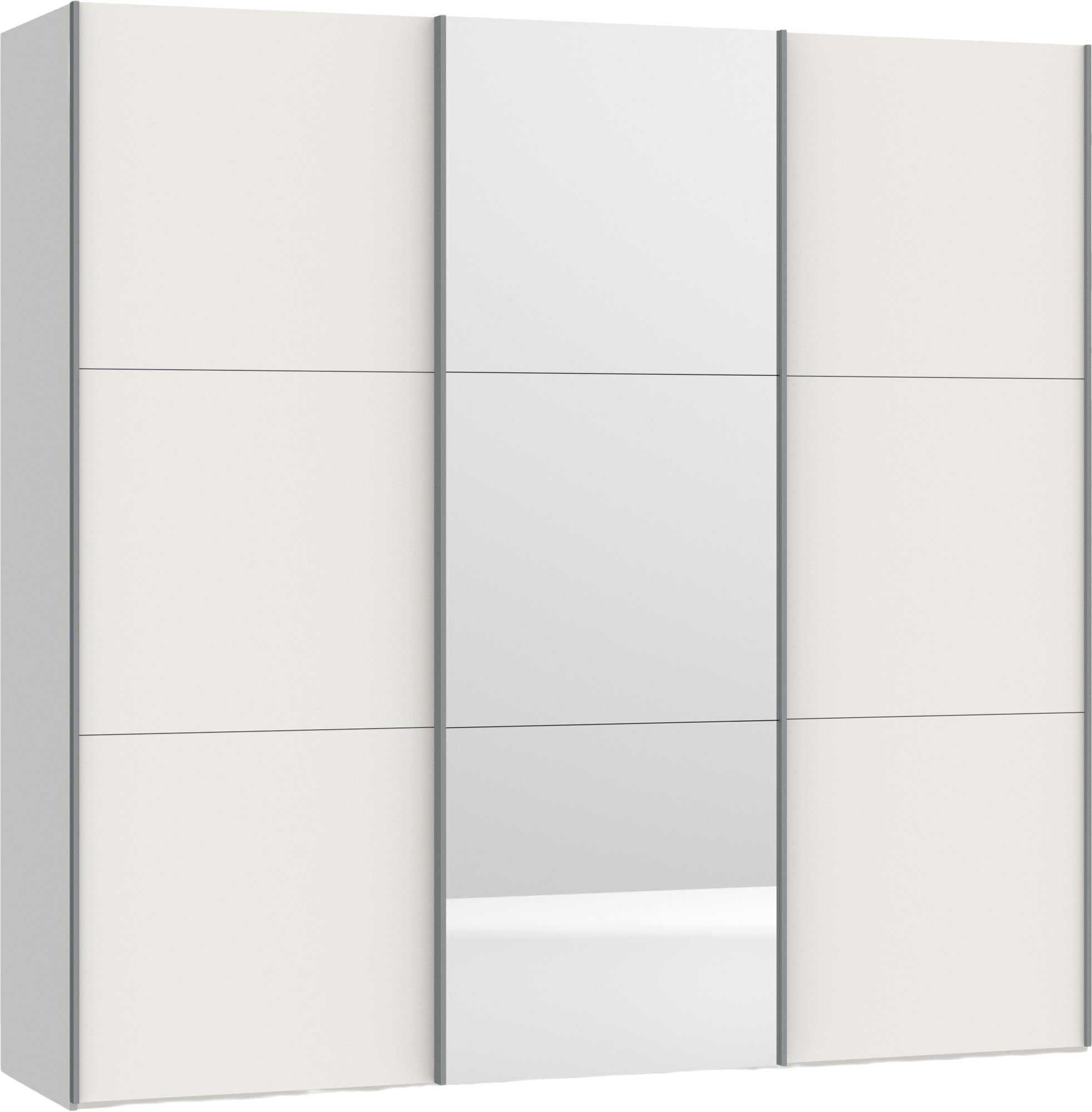 Eleganter Jutzler Schwebetürenschrank S in Cremeweiß mit Spiegel.