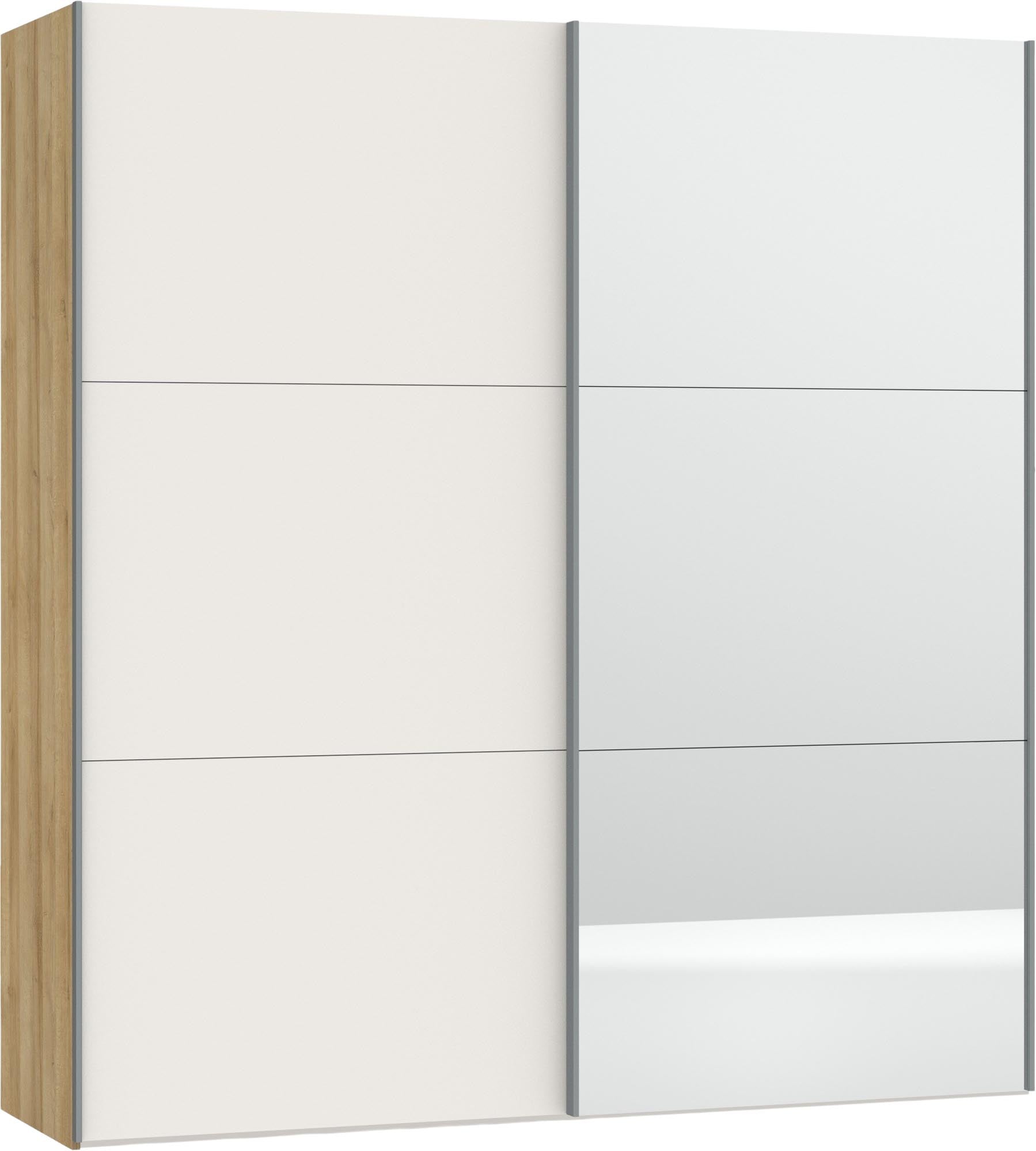 Stilvoller Jutzler Schrank XS: Cremeweiß mit Spiegelakzent.