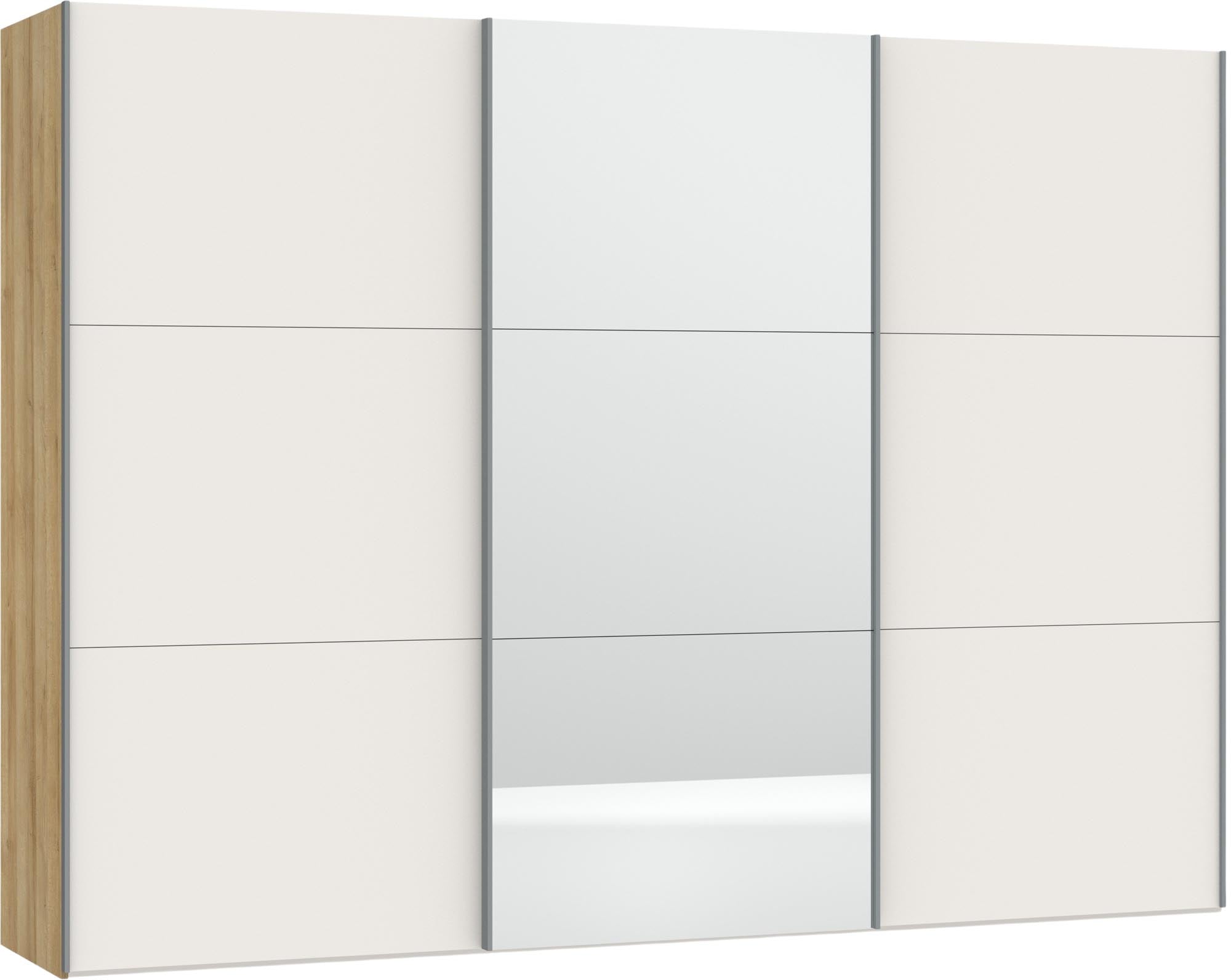 Eleganter Jutzler Schwebetürenschrank in Cremeweiss mit Spiegel.