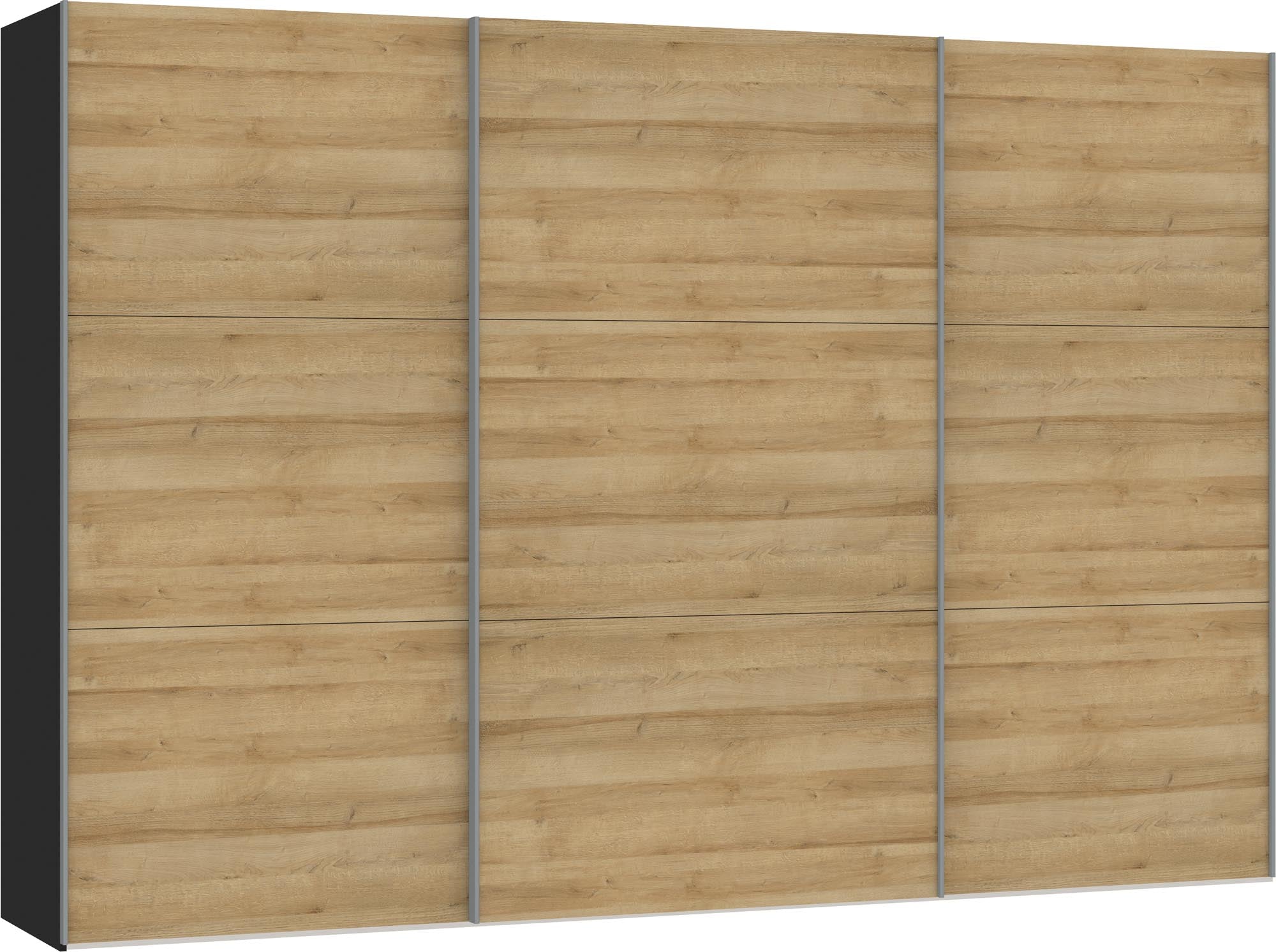 Jutzler XXL Schwebetürenschrank Eiche mit vielseitigem Zubehör.