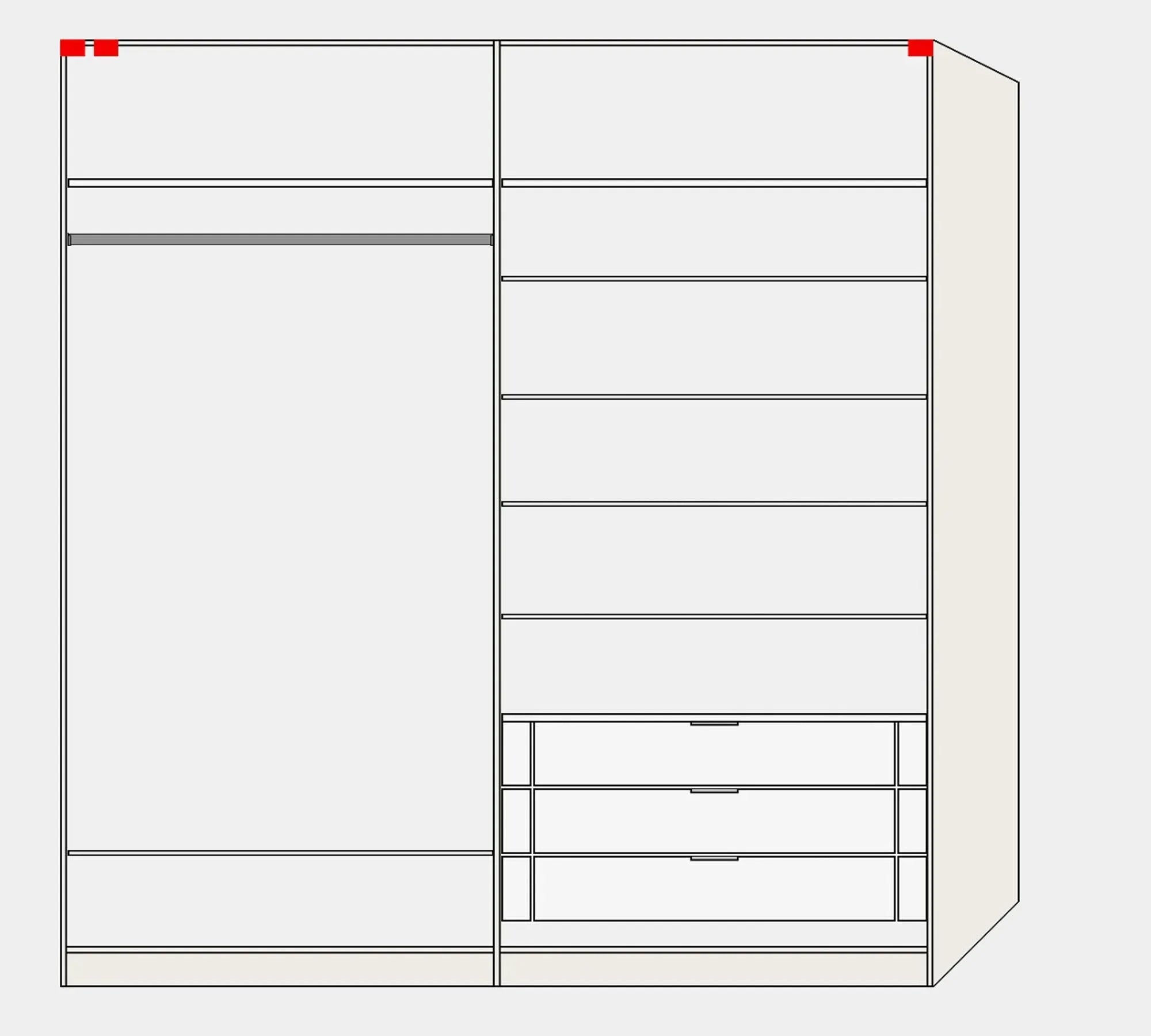 Eleganter Jutzler Schrank XS Eiche mit anpassbarem Zubehör.