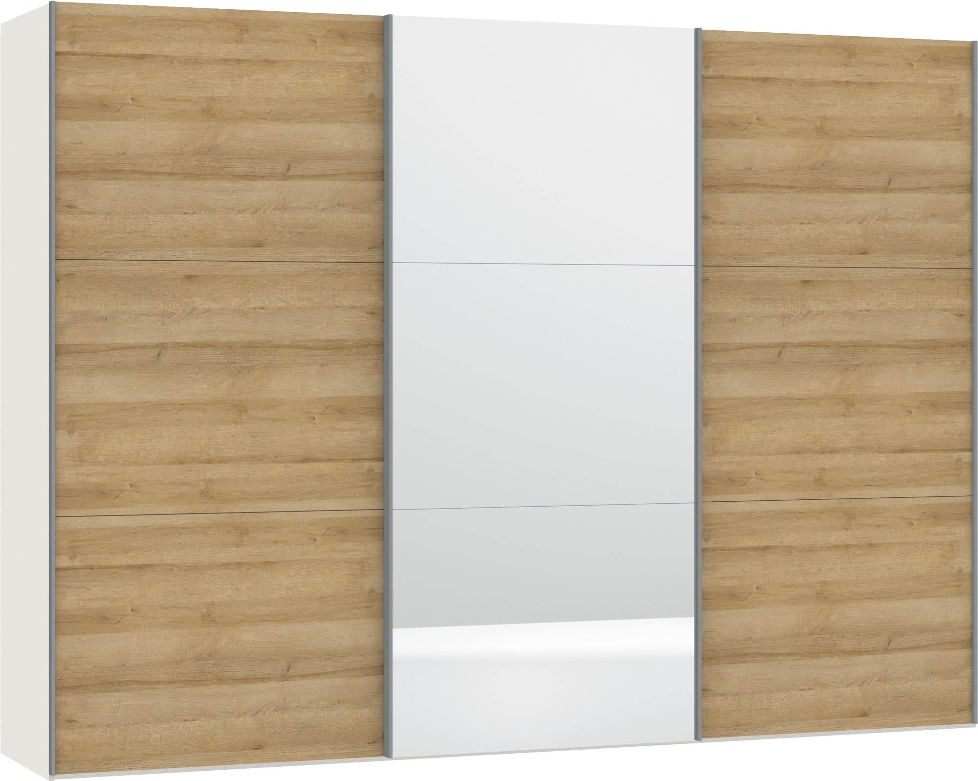 Jutzler Schwebetürenschrank XL: Eiche, Spiegel & Zubehör perfekt.