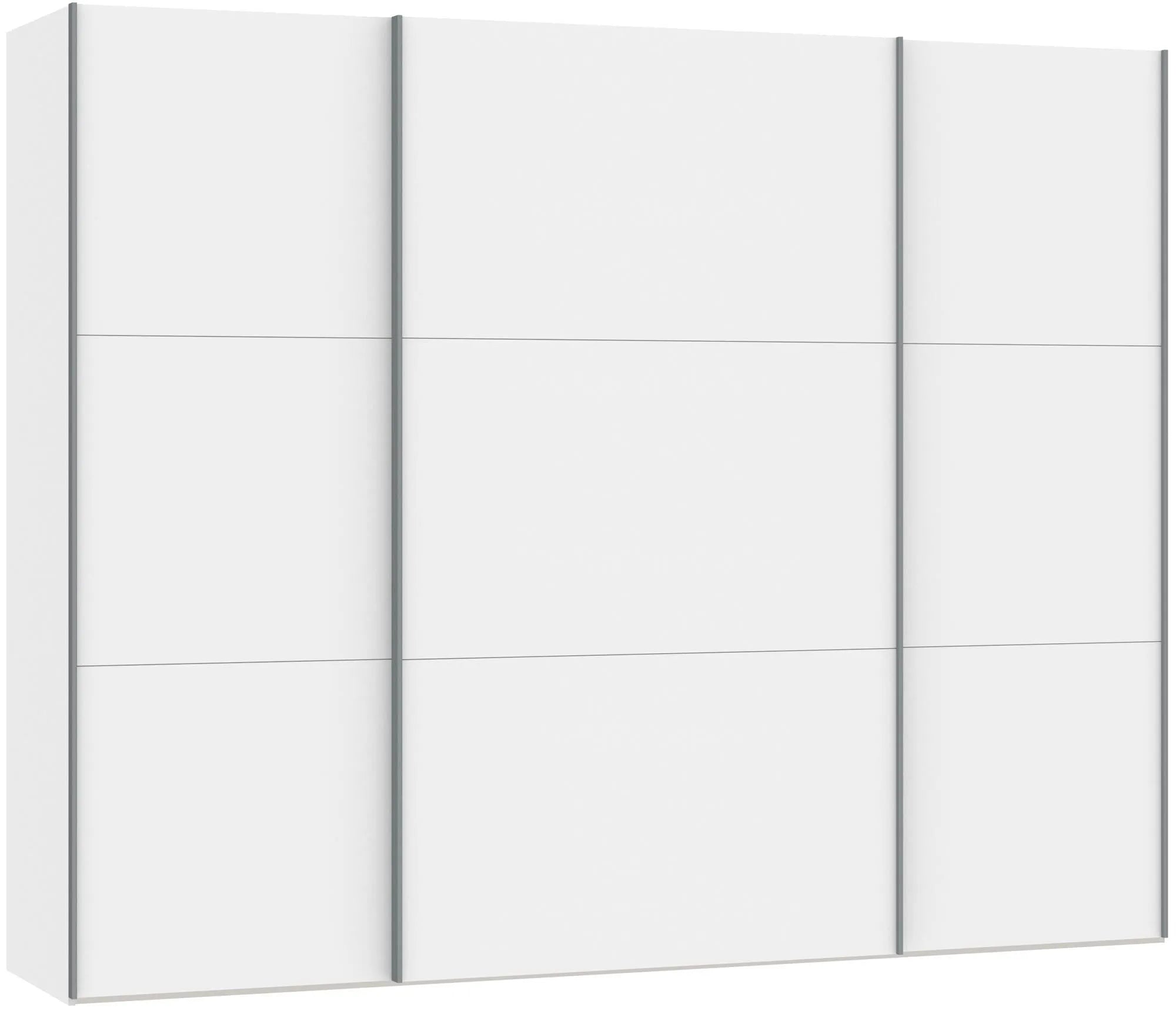 Eleganter Jutzler Schwebetürenschrank L in Premiumweiß mit Zubehör.