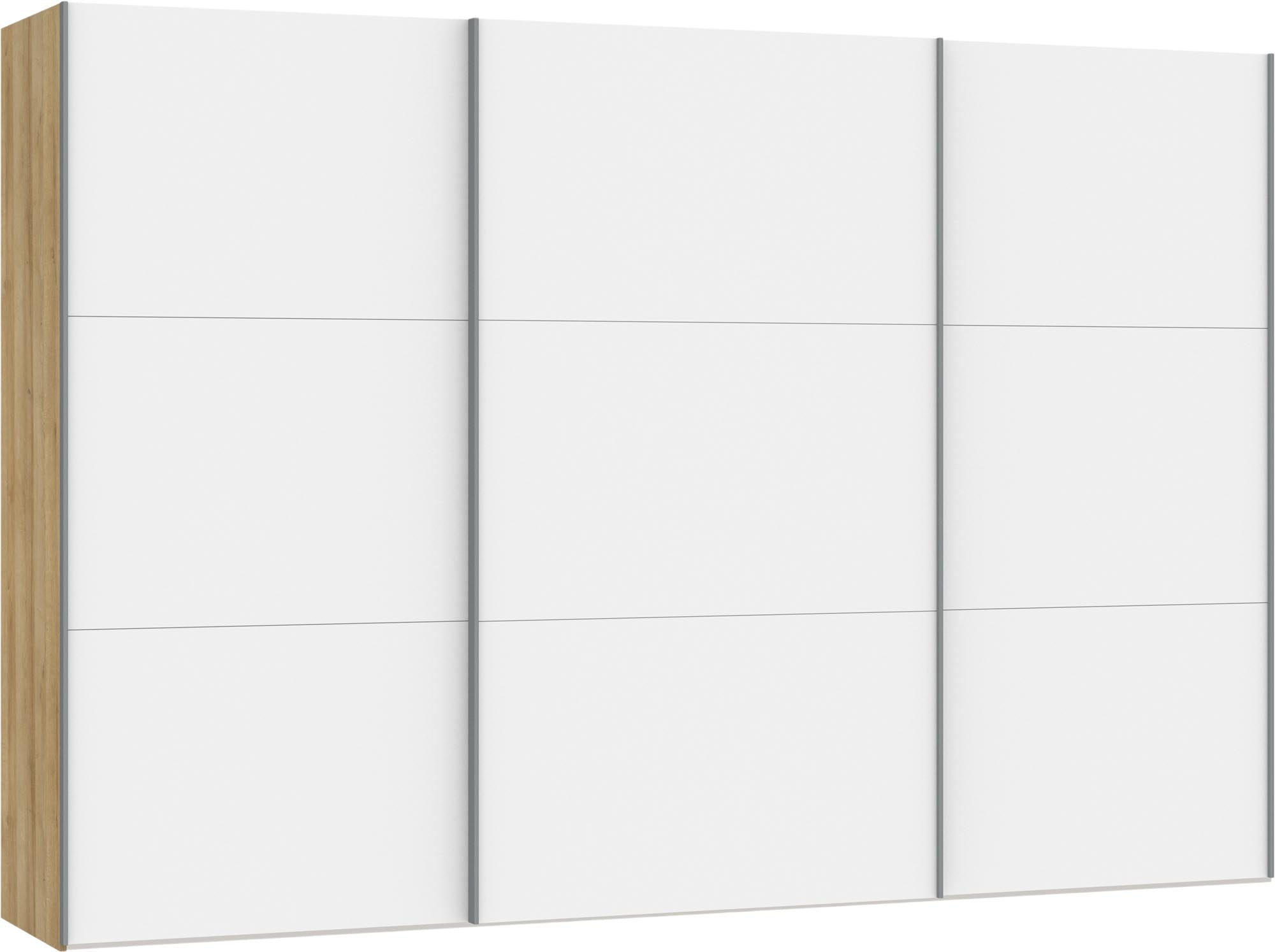 Eleganter Jutzler Schwebetürenschrank XXL in Premiumweiss mit Zubehör.