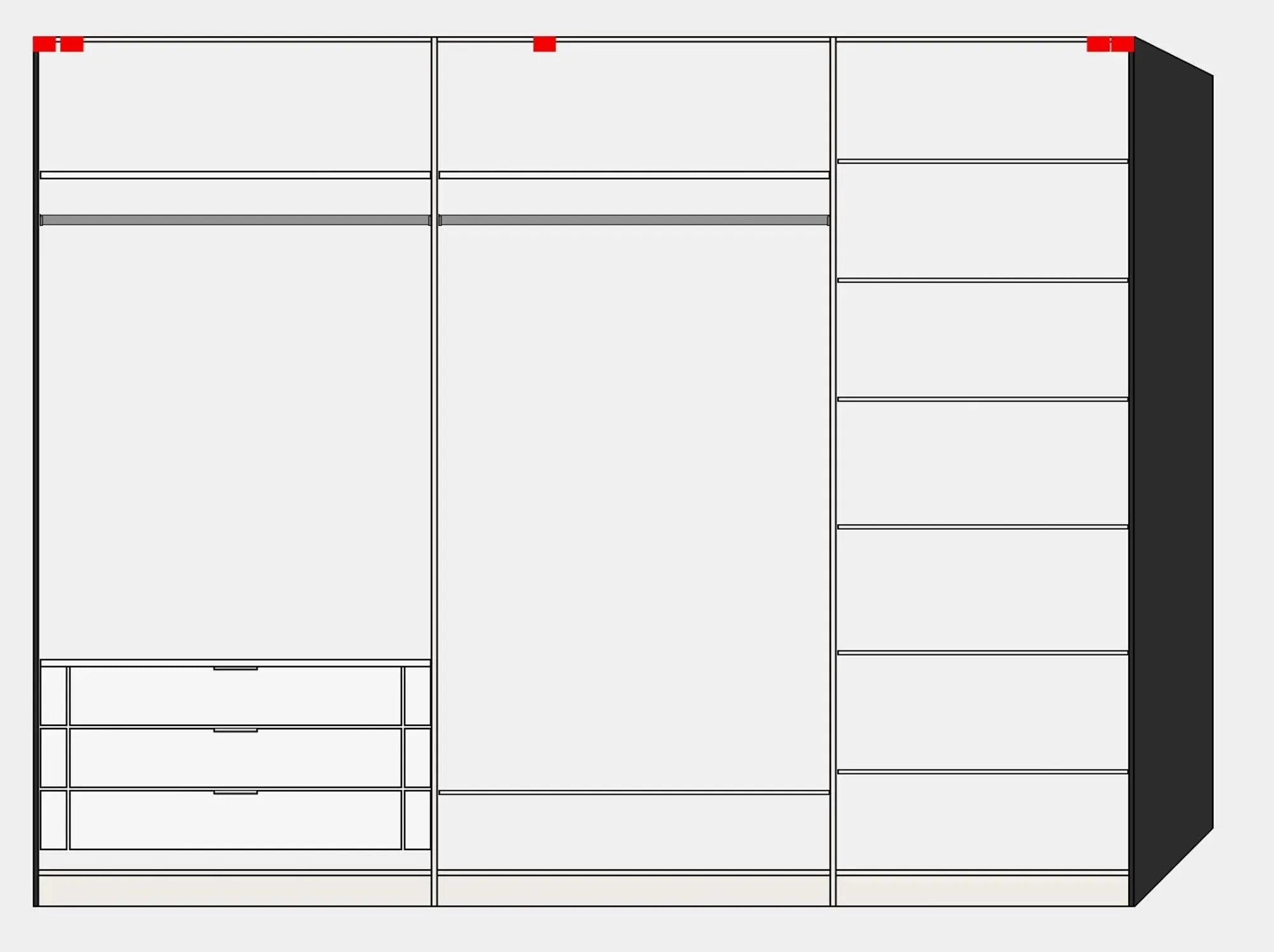 Eleganter Schwebetürenschrank in Premiumweiß mit Spiegel, individuell konfigurierbar, stabil und einfach aufzubauen.