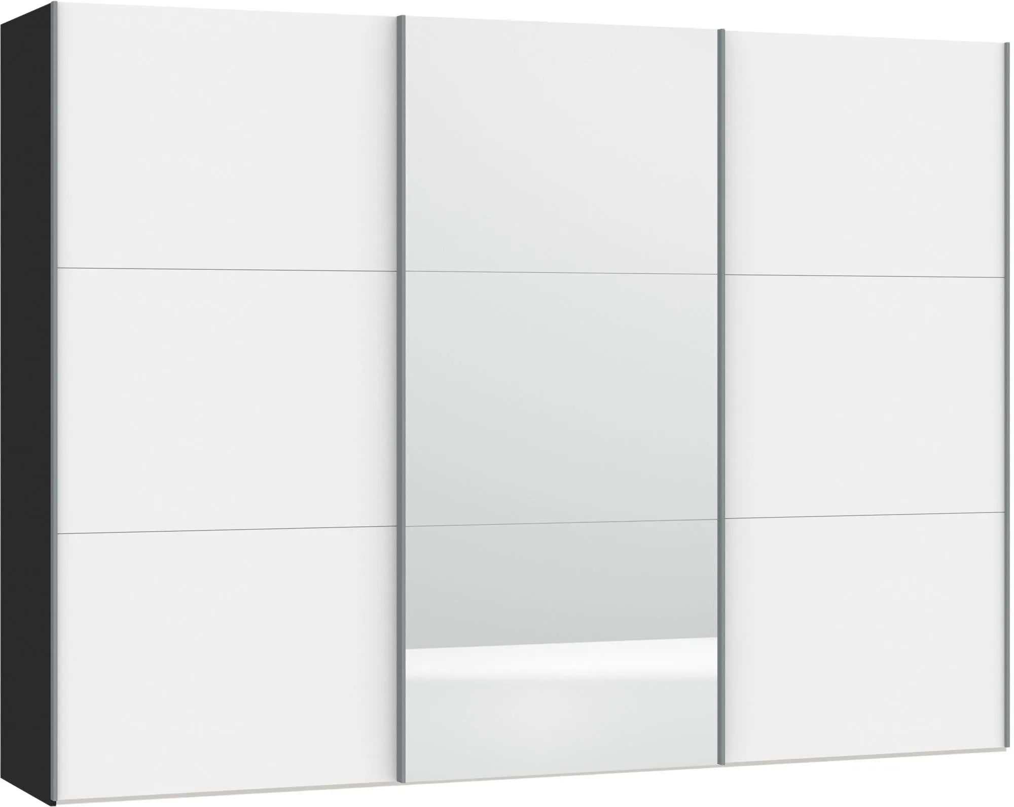 Schwebetürenschrank XL Premiumweiss/Spiegel mit Zubehör, Schiebetürenschrank, KAQTU Design