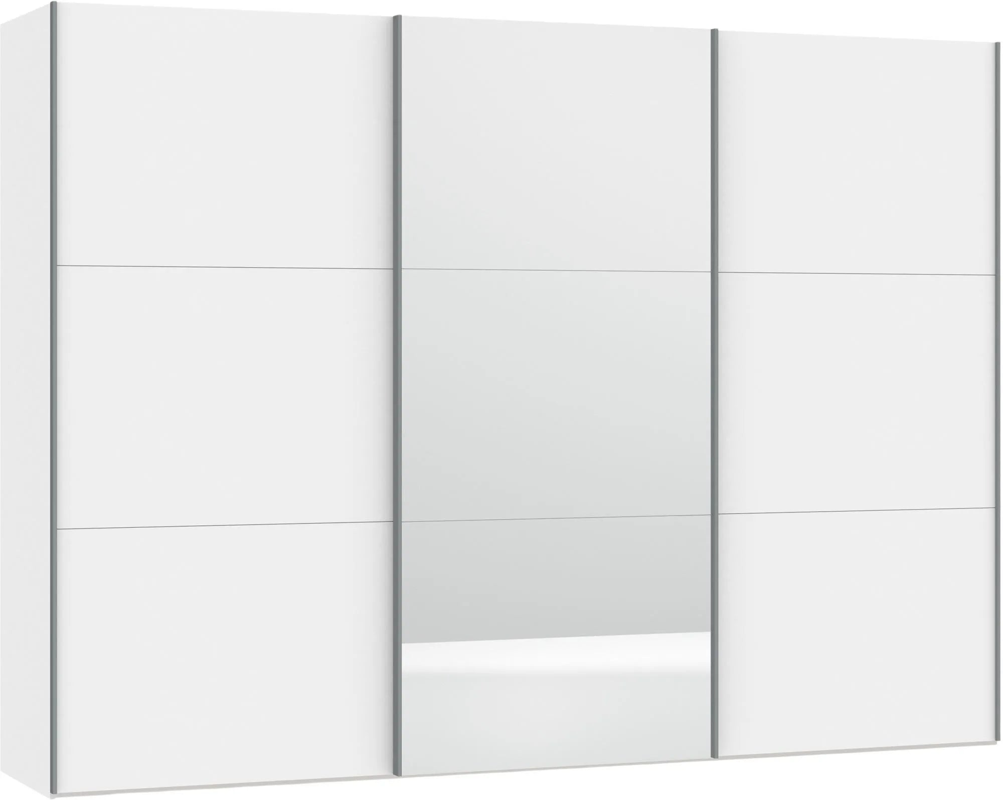 Schwebetürenschrank XL Premiumweiss/Spiegel mit Zubehör, Schiebetürenschrank, KAQTU Design