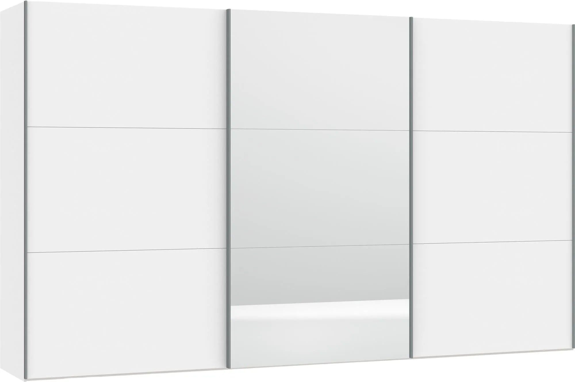 Schwebetürenschrank XXXL Premiumweiss/Spiegel mit Zubehör - KAQTU Design