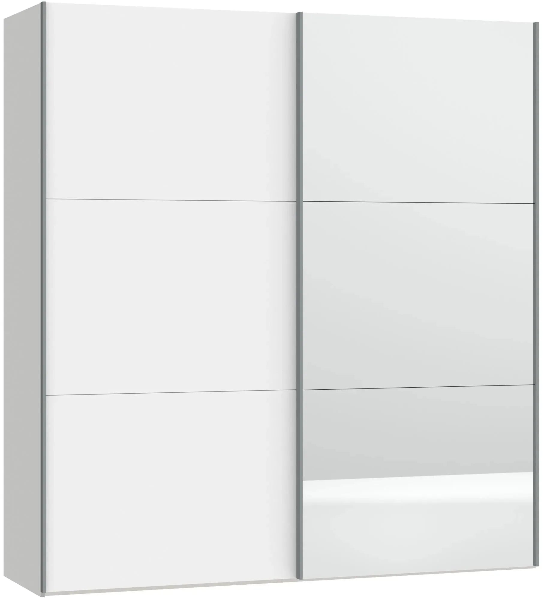 Schwebetürenschrank XS Premiumweiss/Spiegel mit Zubehör - KAQTU Design