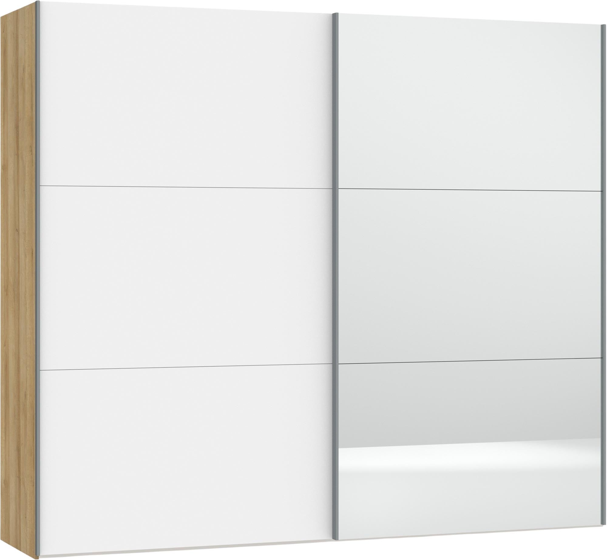 Eleganter Jutzler Schrank in Premiumweiß mit Spiegel und Zubehör.