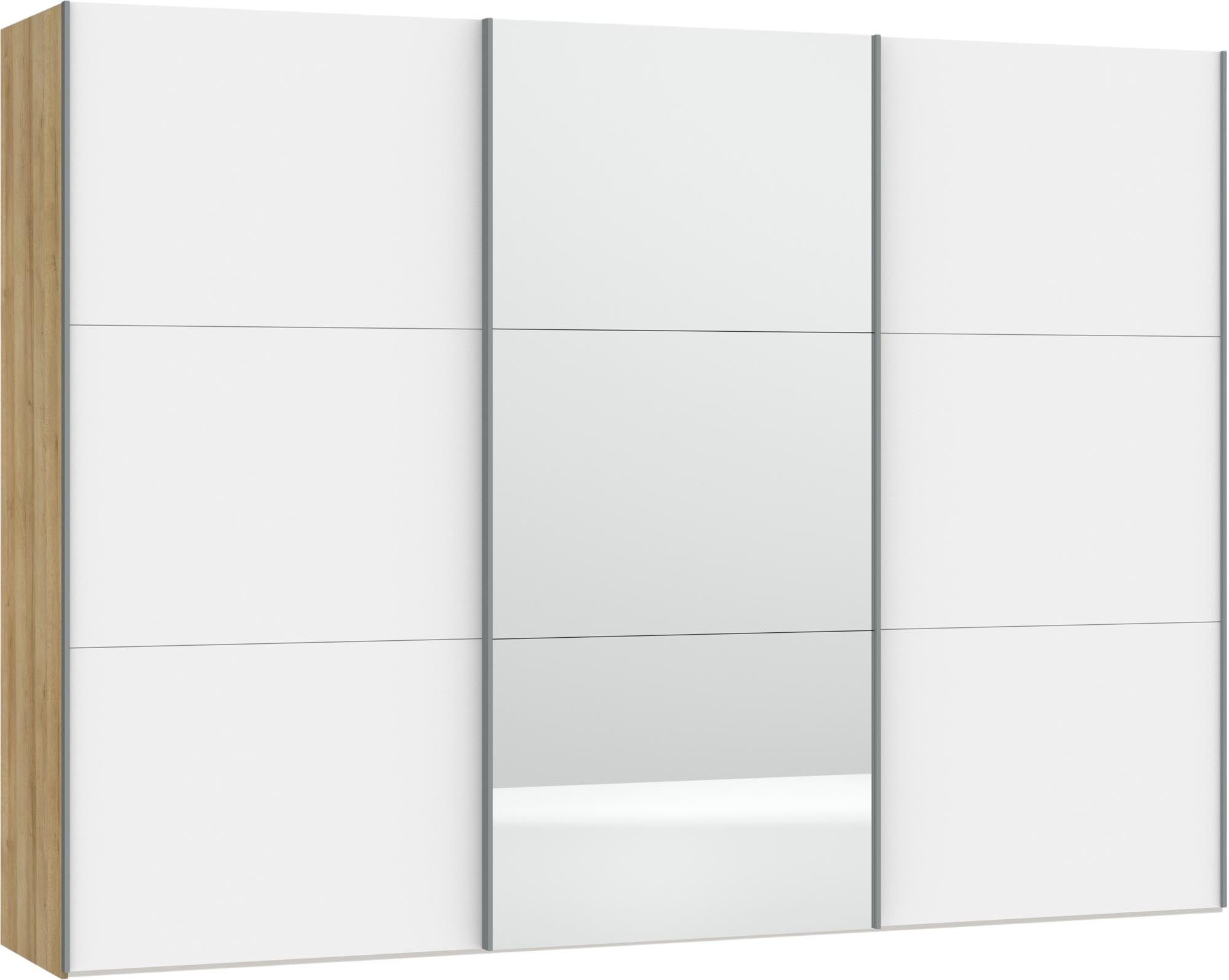 Jutzler Schwebetürenschrank XL: Premiumweiß mit Spiegelakzent.