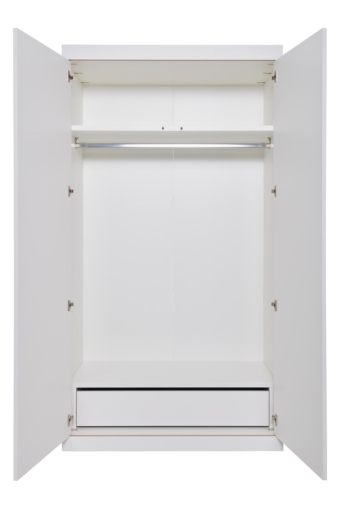 FLAI Kleiderschrank 2-türig Ausstattung 3 in Weiss präsentiert im Onlineshop von KAQTU Design AG. Drehtürenschrank ist von Müller Möbelwerkstätten