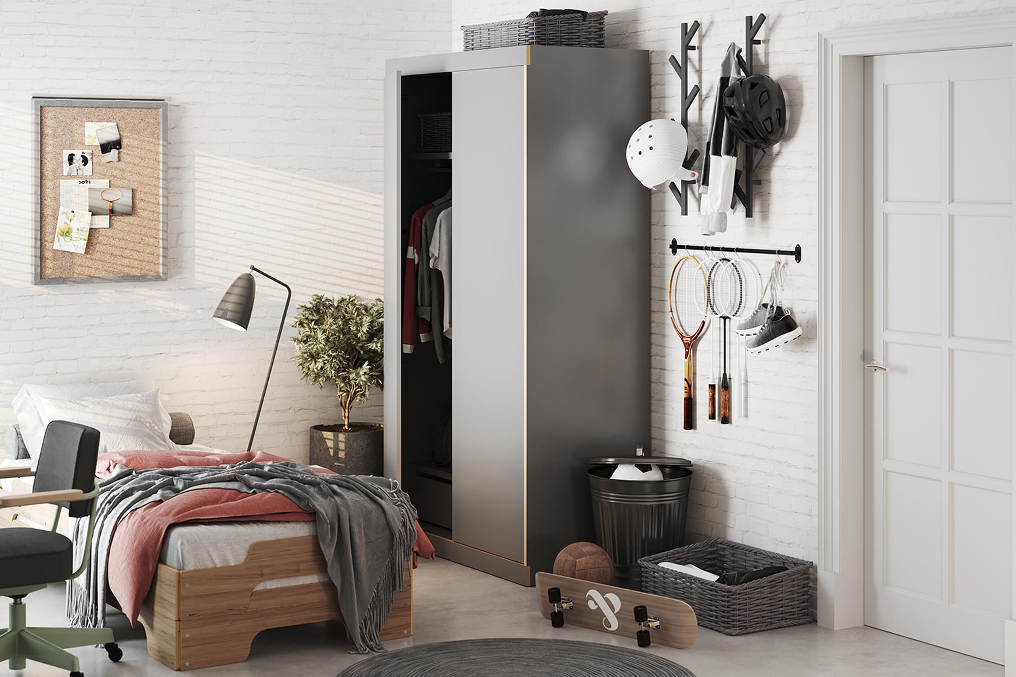 FLAI wardrobe 2-door, equipment 3