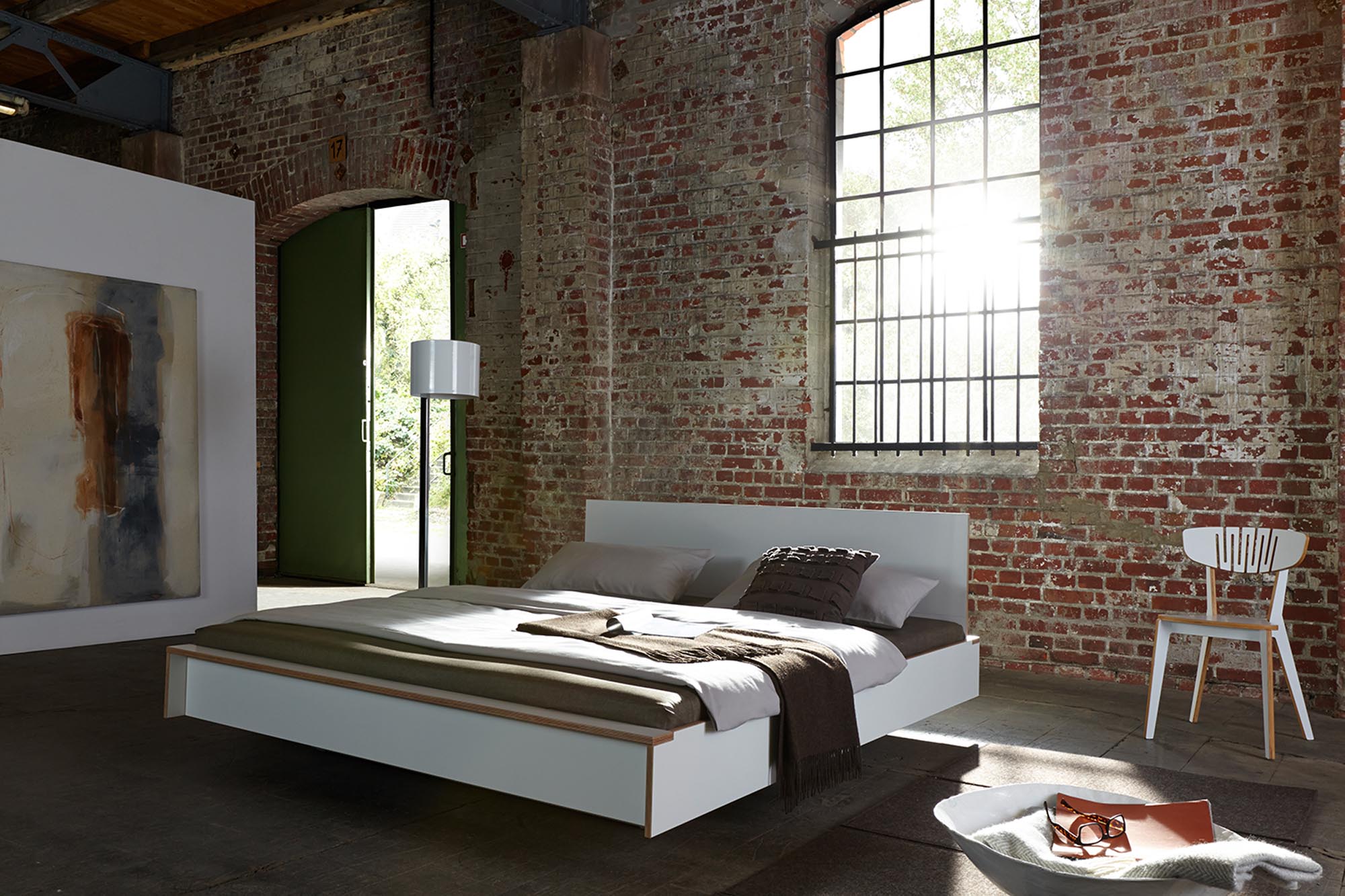 FLAI double bed comfort height + headboard with fixed slatted frame