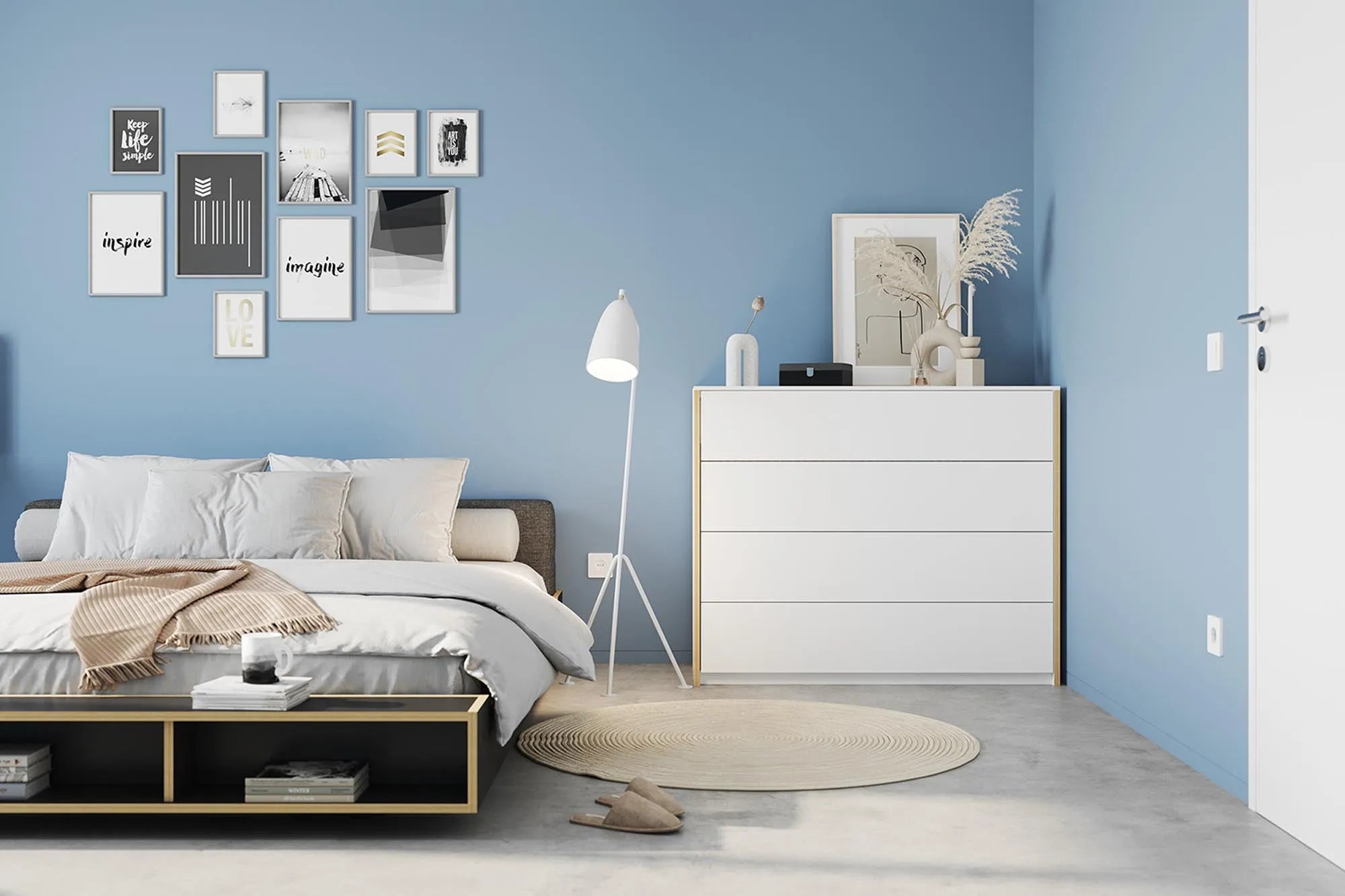 Elegantes MAUDE Bett: Minimalistisches Design für traumhaften Schlaf.