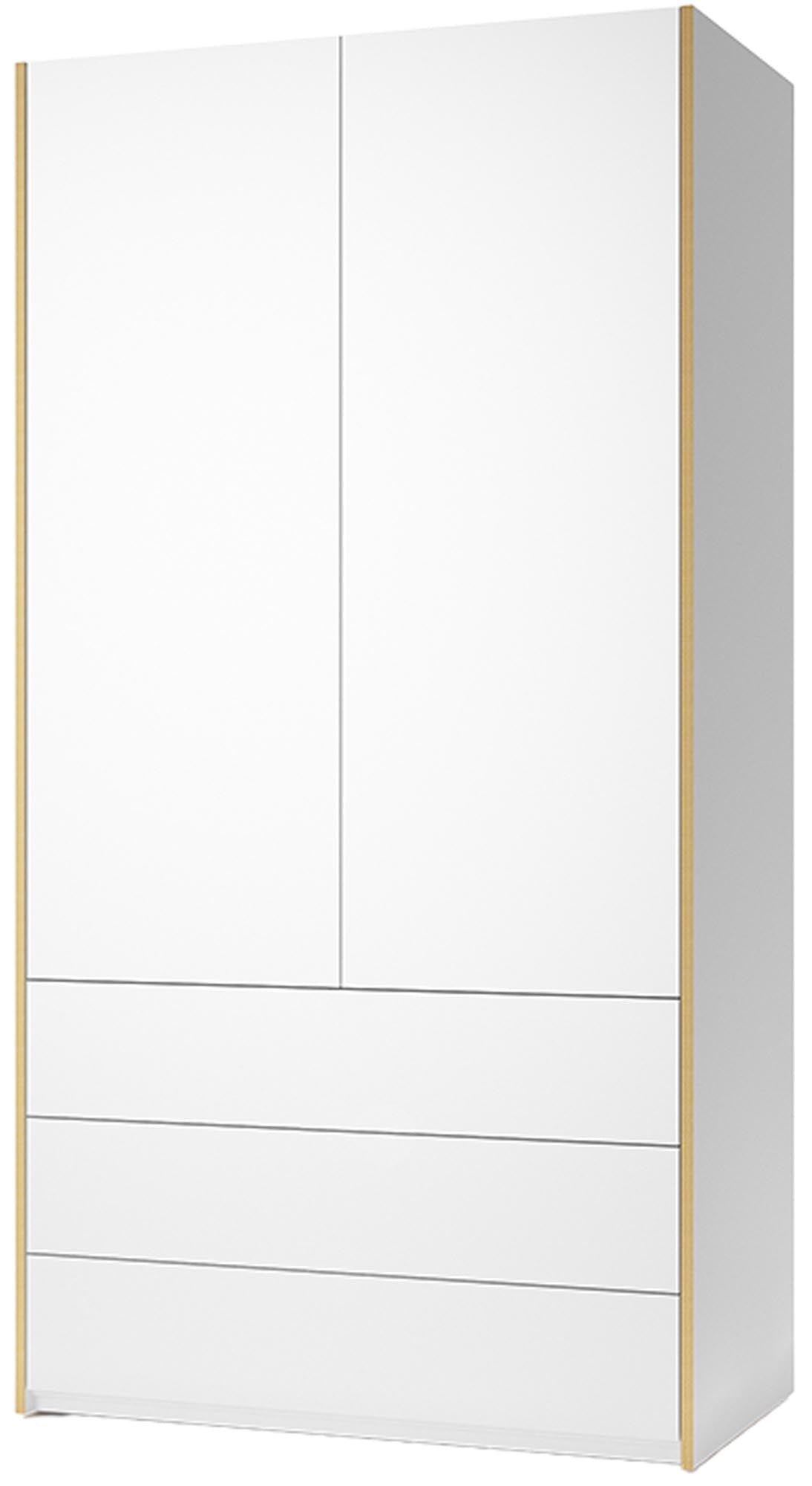 Modular Plus V1 3 Schubladen in Weiss / Holzkante präsentiert im Onlineshop von KAQTU Design AG. Drehtürenschrank ist von Müller Möbelwerkstätten