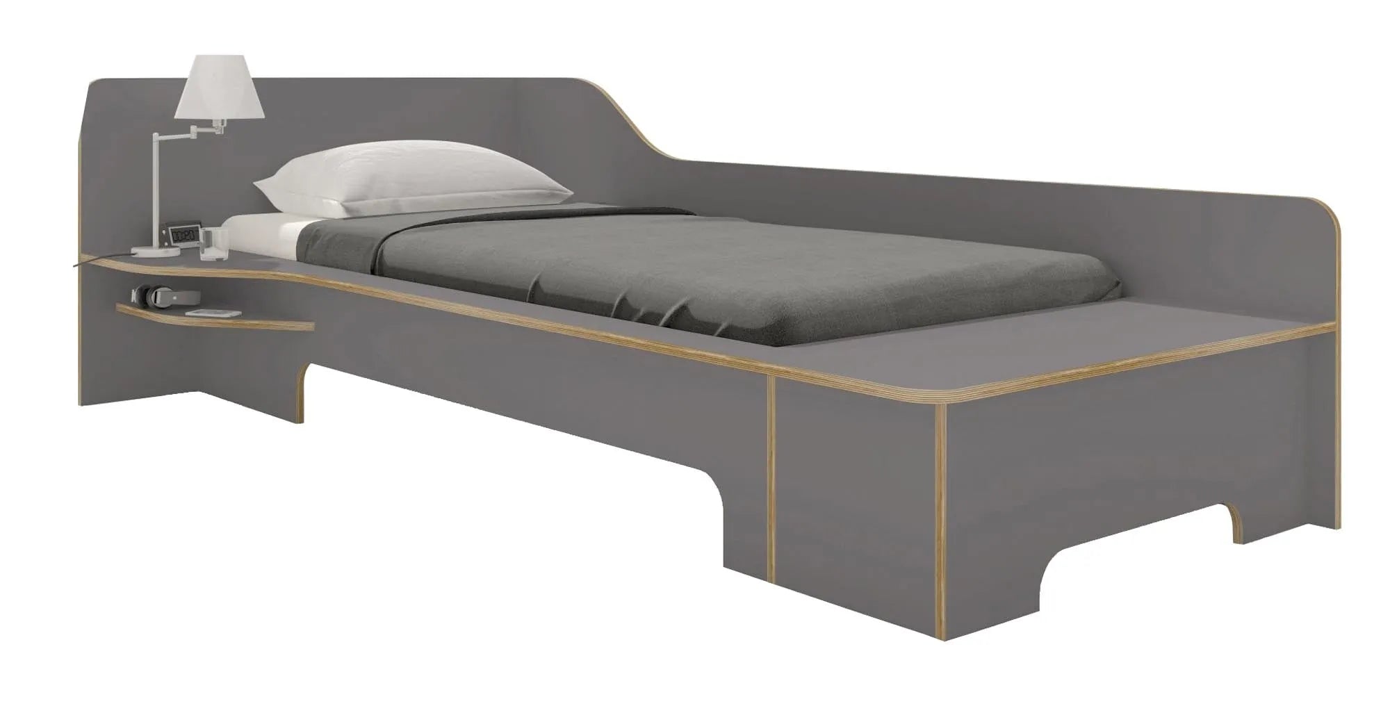 Plane Einzelbett links mit Bettkasten - KAQTU Design