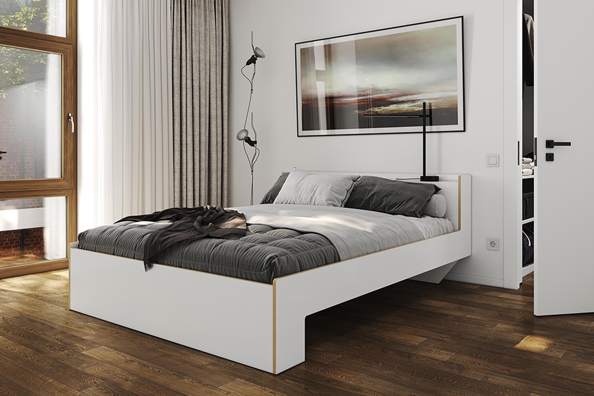 NOOK double bed with fixed slatted frame