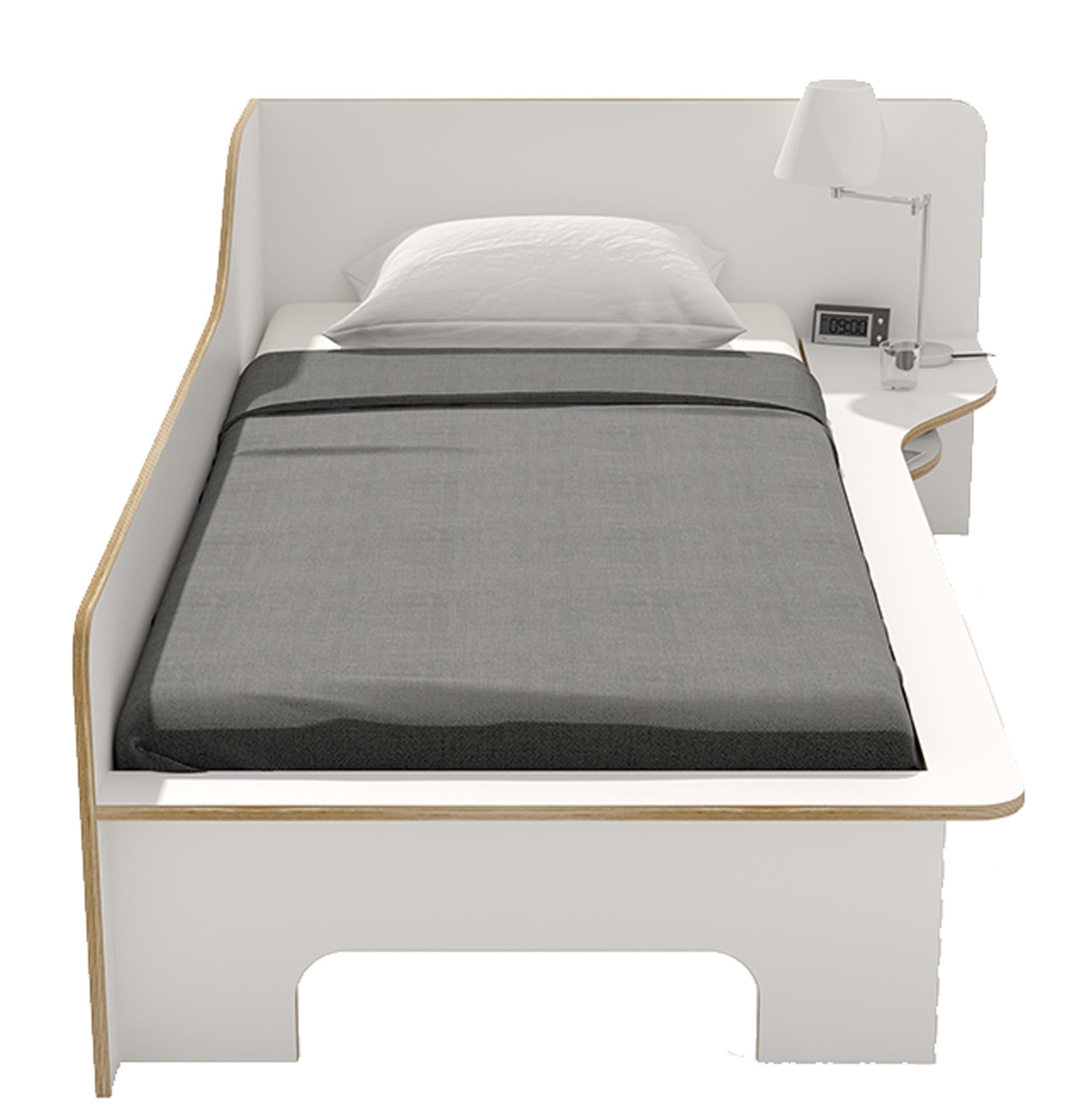 Single bed right with fixed slatted frame
