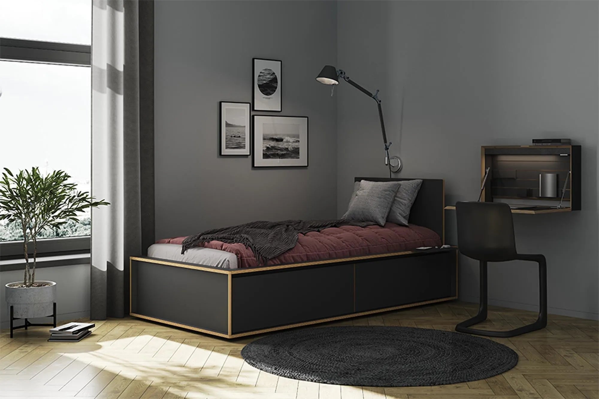 SPAZE Bett mit Kopfteil, Bett, KAQTU Design