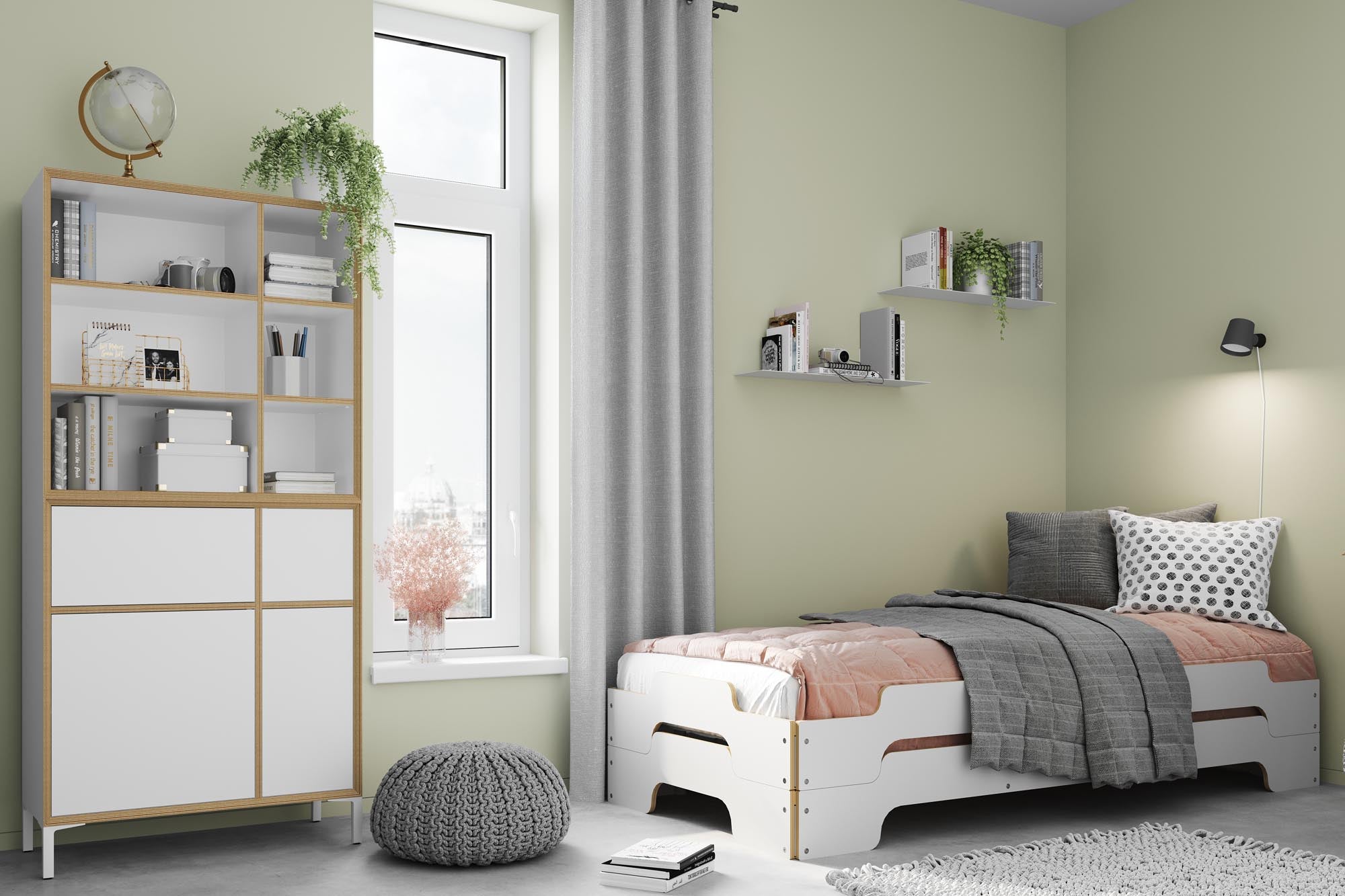 Stapelliege Klassik in Weiss / Birke präsentiert im Onlineshop von KAQTU Design AG. Bett ist von Müller Möbelwerkstätten