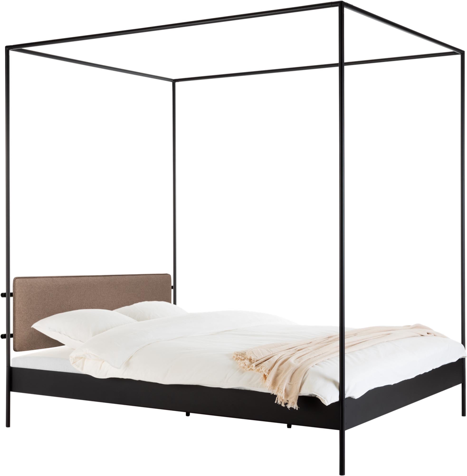Stylisches Eton Bett von Noo.ma mit elegantem Kopfteil und robustem Lattenrost – ideal für ein modernes Schlafzimmer.