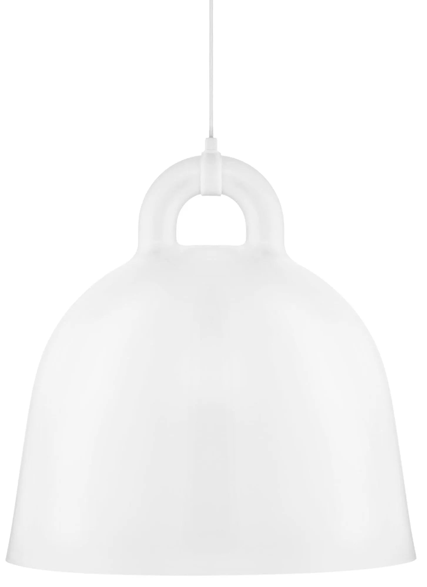 Die Bell Lampe gross von Normann Copenhagen: Zeitloses Design aus Aluminium, in Weiß oder Schwarz, mit flexiblem 4m Kabel für stilvolle Akzente.