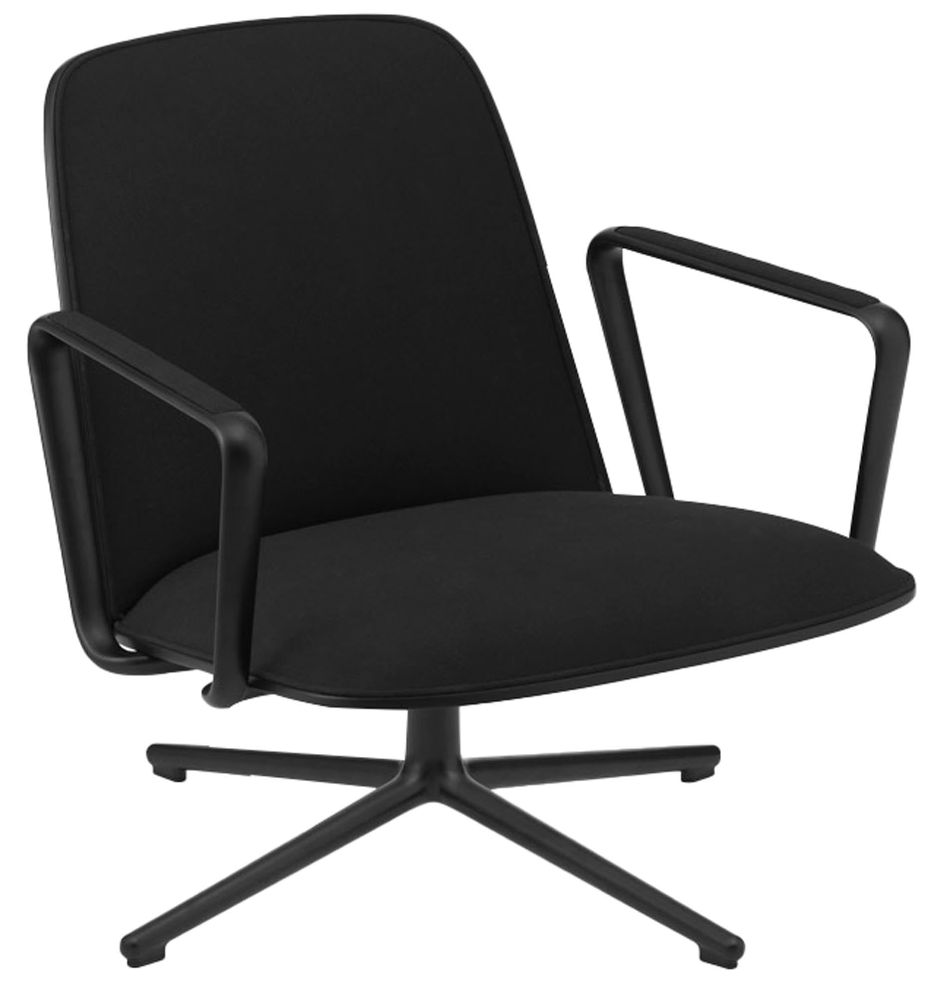 Pad lounge armchair low with bogie black aluminum black/oceanic
