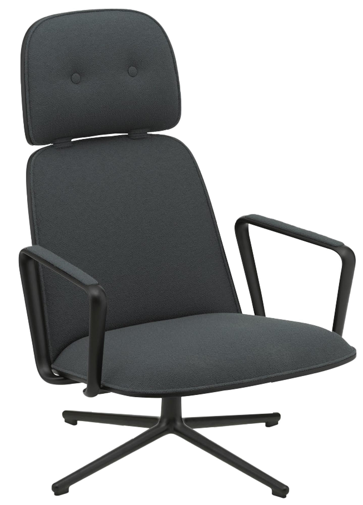 Pad lounge chair high with swivel base black aluminum black/Yoredathe