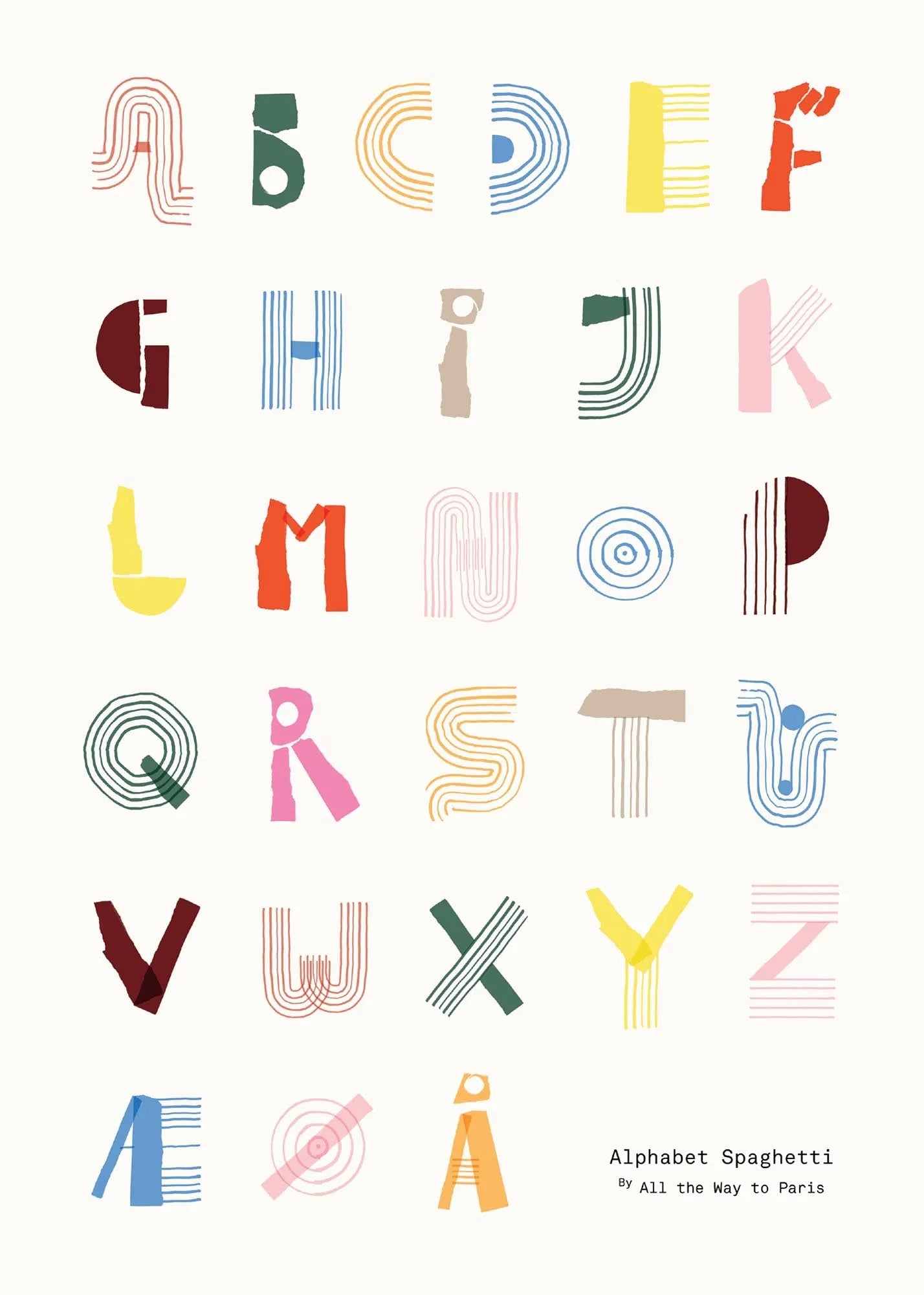 Alphabet Spaghetti DK  in  Multicolour präsentiert im Onlineshop von KAQTU Design AG. Bild ist von Paper Collective