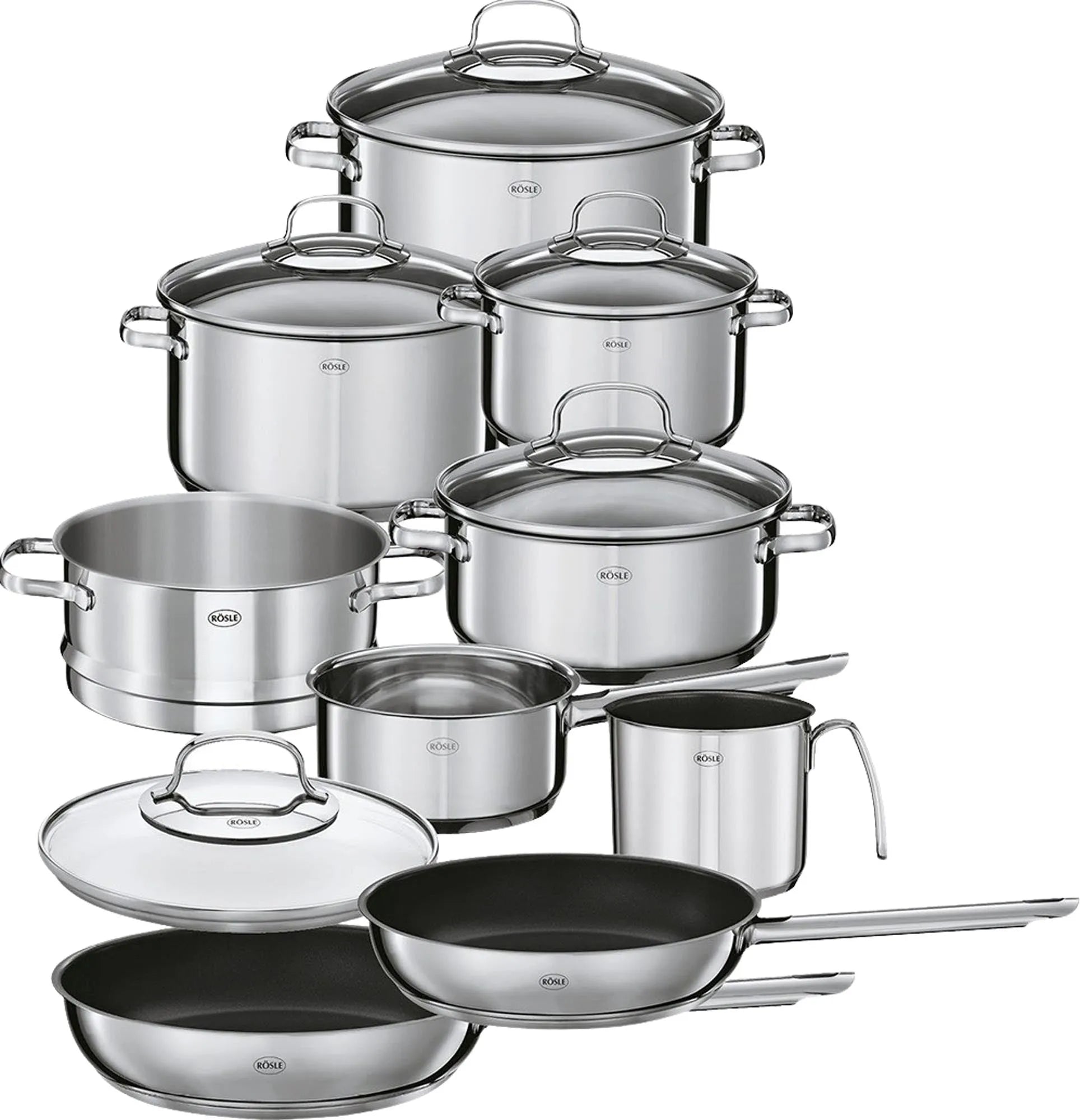 Elegance Topf Set 10teilig in silber präsentiert im Onlineshop von KAQTU Design AG. Topf ist von Rösle