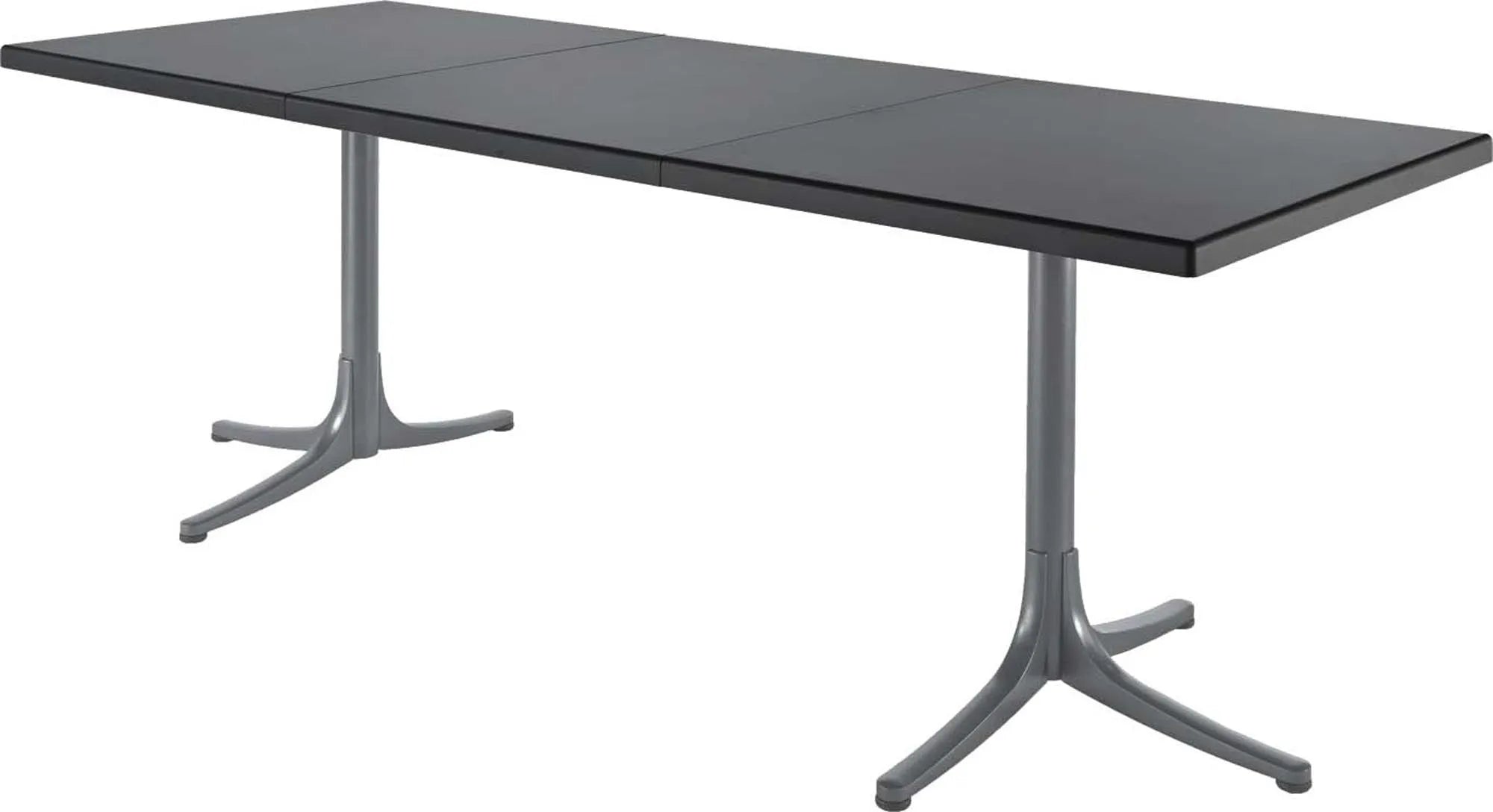 Moderner, ausziehbarer Fiberglastisch von Schaffner, ideal für den Außenbereich, robust und wetterfest.