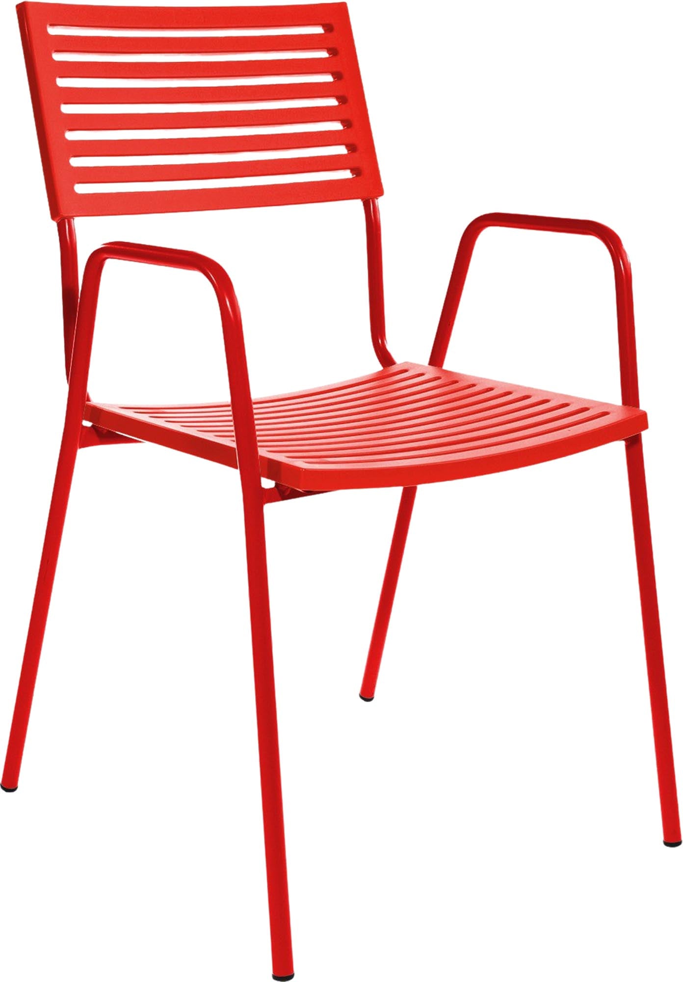 Bodensee Lamello-Gartenstuhl mit Armlehne in Rot präsentiert im Onlineshop von KAQTU Design AG. Gartenstuhl mit Armlehnen ist von Schaffner
