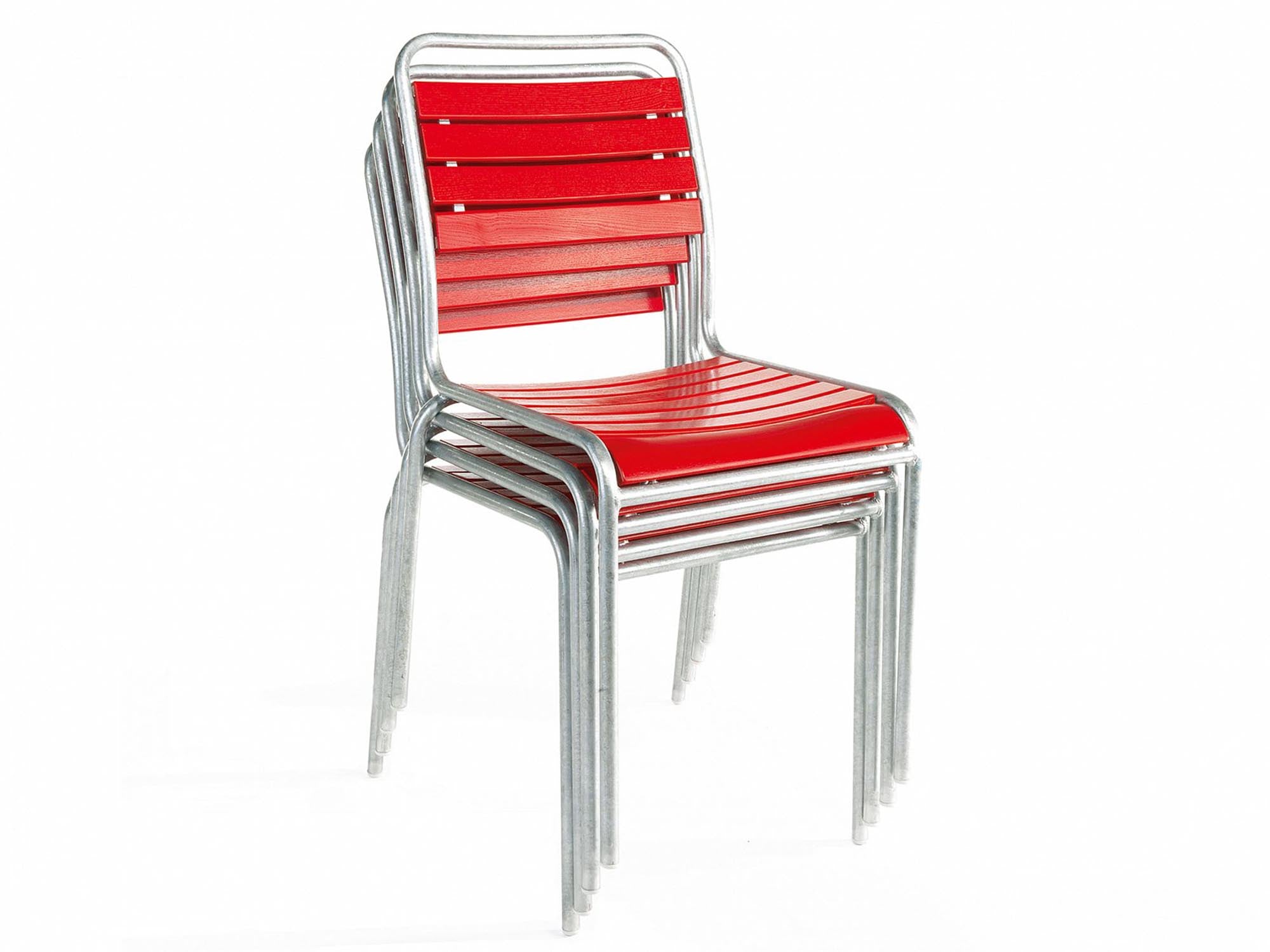 Rigi Holzlatten-Gartenstuhl ohne Armlehne in Rot präsentiert im Onlineshop von KAQTU Design AG. Gartenstuhl ist von Schaffner