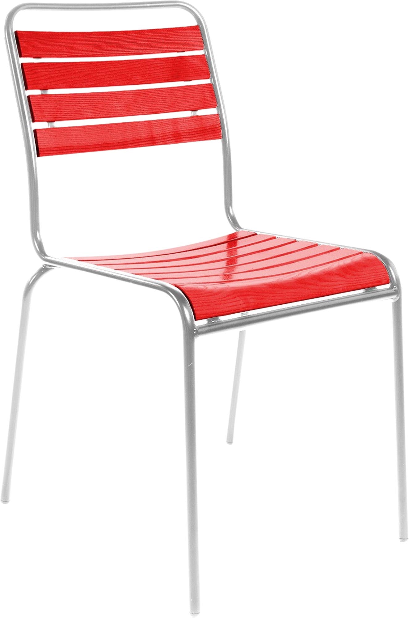 Rigi Holzlatten-Gartenstuhl ohne Armlehne in Rot präsentiert im Onlineshop von KAQTU Design AG. Gartenstuhl ist von Schaffner