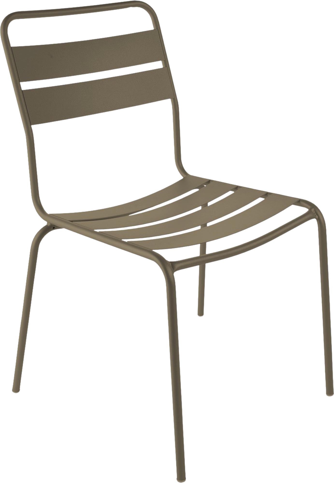 Glarus Ganzmetall-Gartenstuhl ohne Armlehne in Champagner präsentiert im Onlineshop von KAQTU Design AG. Gartenstuhl ist von Schaffner