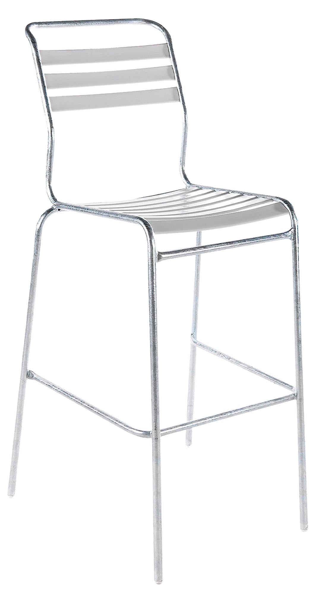 Säntis Lättli-Barstuhl Outdoor ohne Armlehne in Weiss präsentiert im Onlineshop von KAQTU Design AG. Outdoor-Barstuhl ist von Schaffner