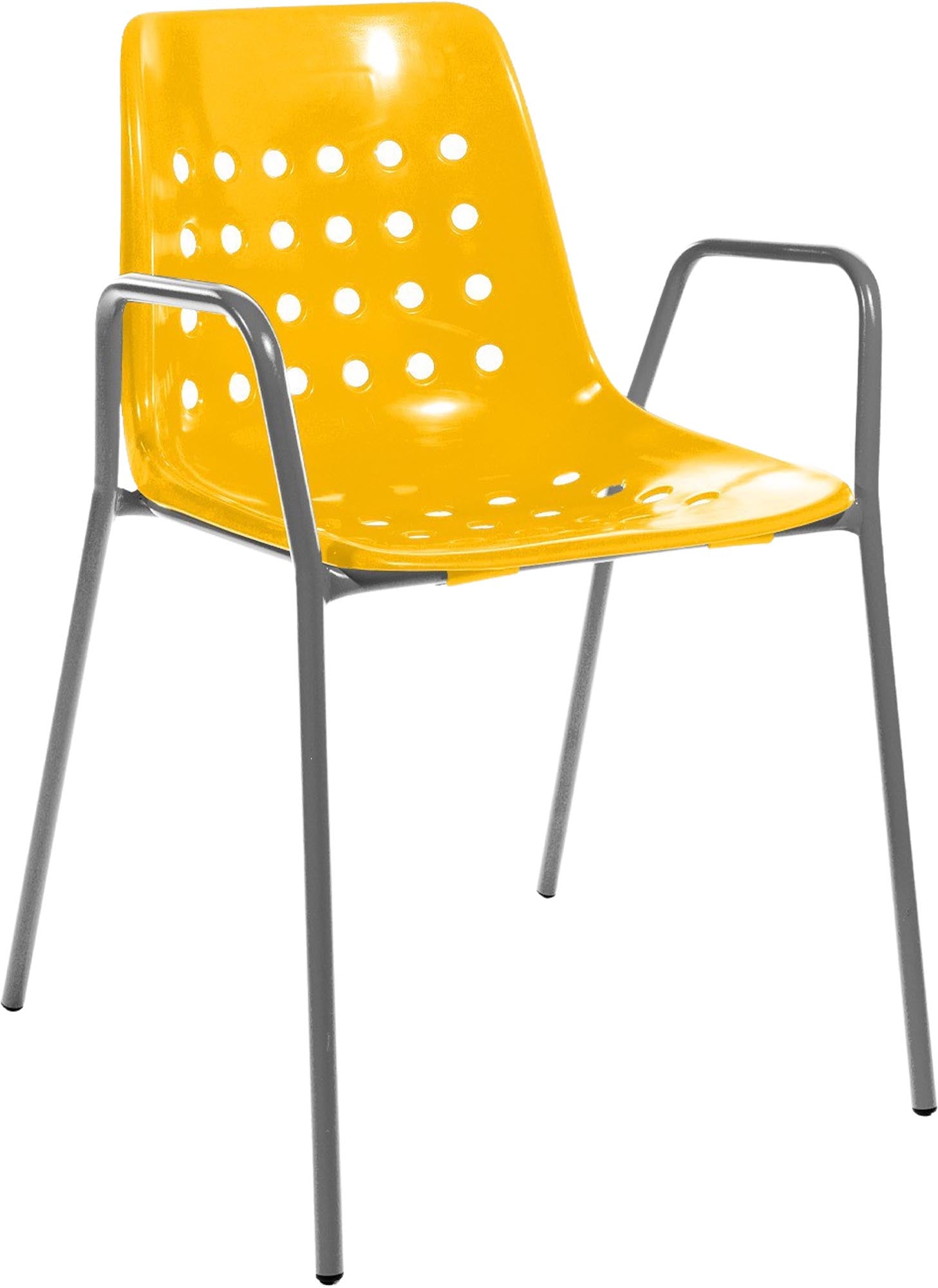 Bermuda Schalen-Gartenstuhl mit Armlehne rund in Gelb / Feuerverzinkt präsentiert im Onlineshop von KAQTU Design AG. Gartenstuhl mit Armlehnen ist von Schaffner