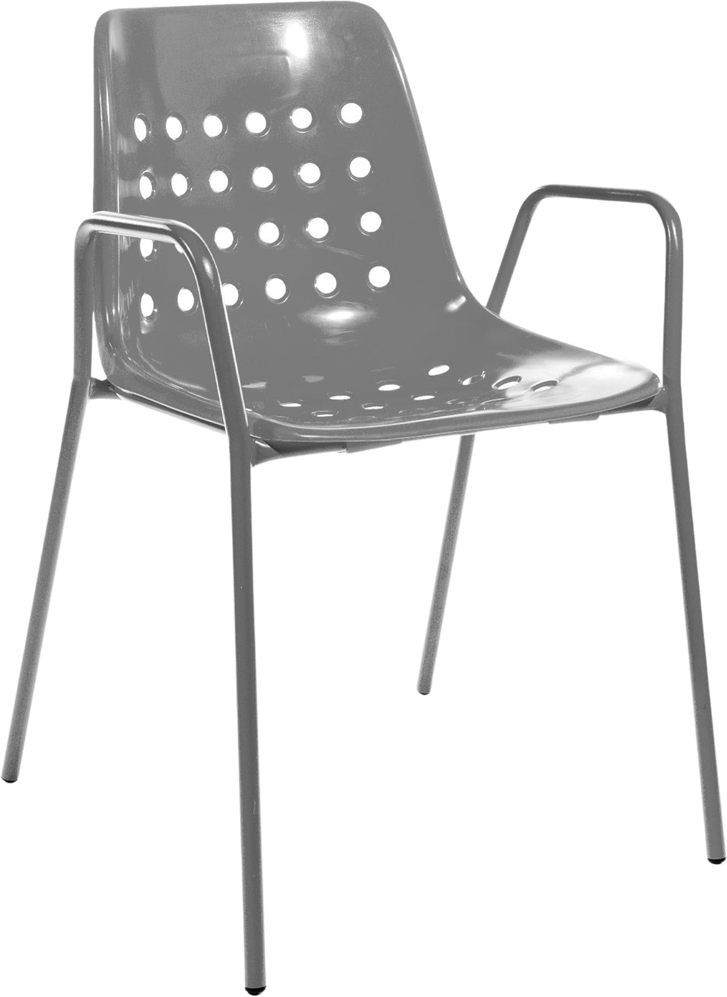 Runder Schalen-Gartenstuhl mit Armlehnen von Schaffner, stilvoll und robust, perfekt für entspannte Stunden im Freien.