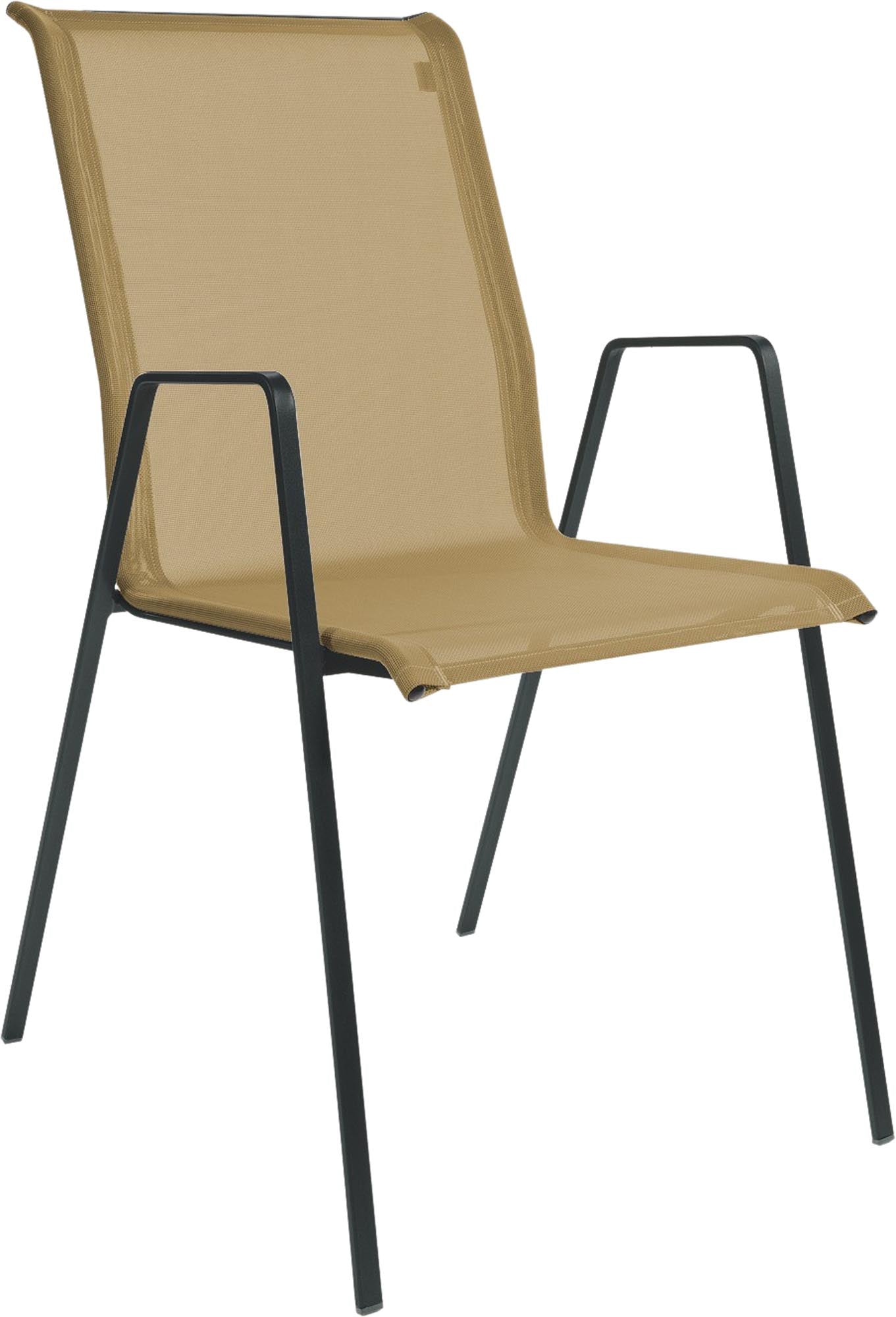 Luzern Textil-Gartenstuhl mit Armlehne in Sand präsentiert im Onlineshop von KAQTU Design AG. Gartenstuhl mit Armlehnen ist von Schaffner
